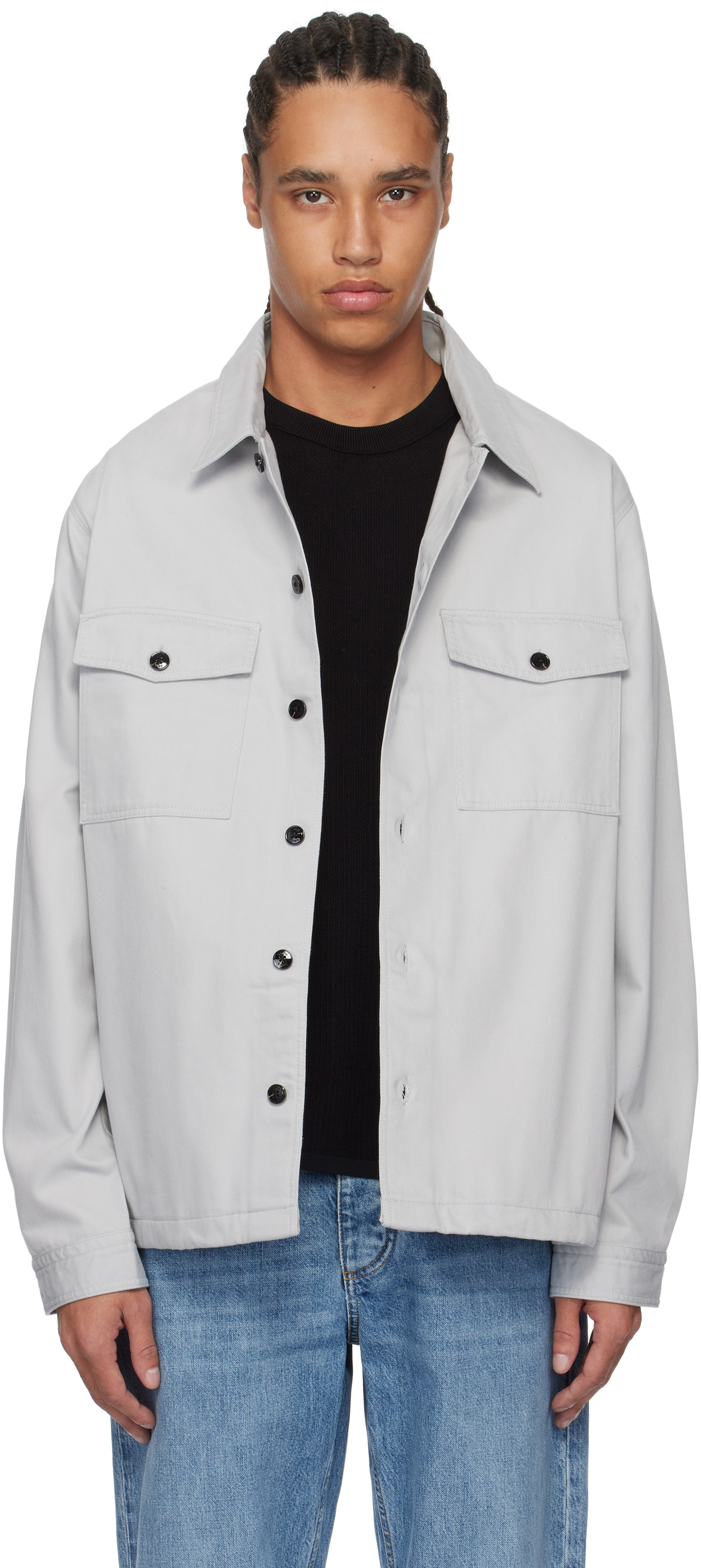 HUGO BOSS GRAY OVERSIZE-FIT OVERSHIRT