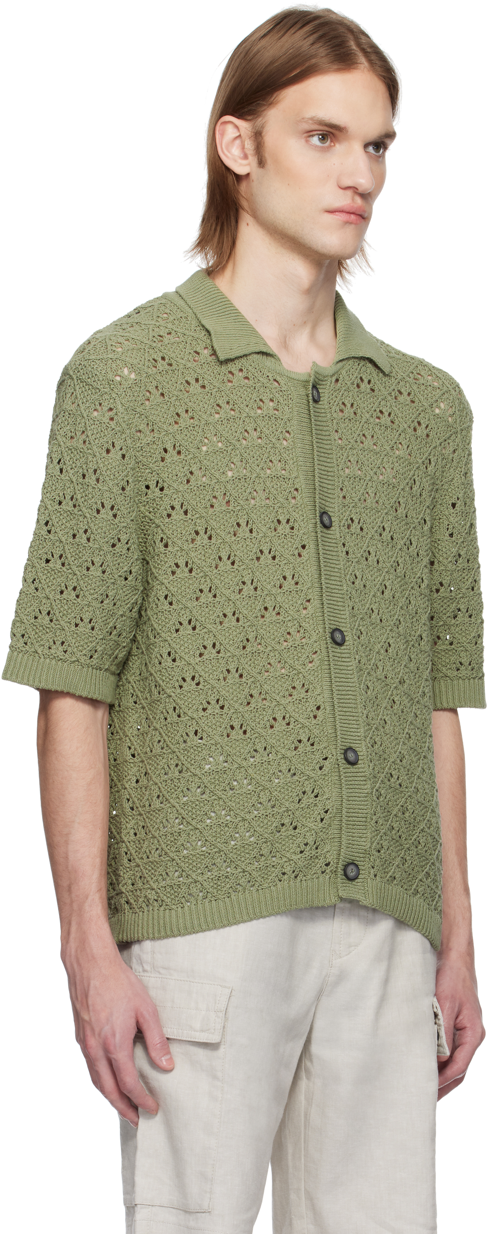 Hugo Boss Green Knitted Cotton Polo In 391-open Green