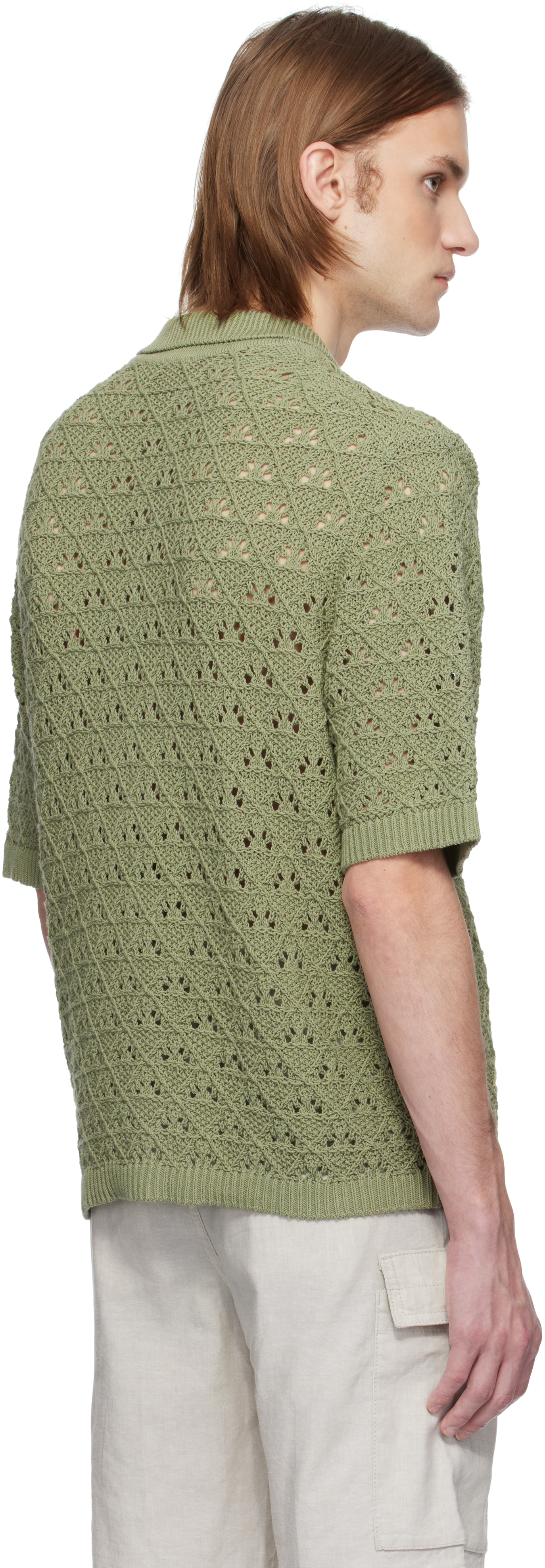 Hugo Boss Green Knitted Cotton Polo In 391-open Green