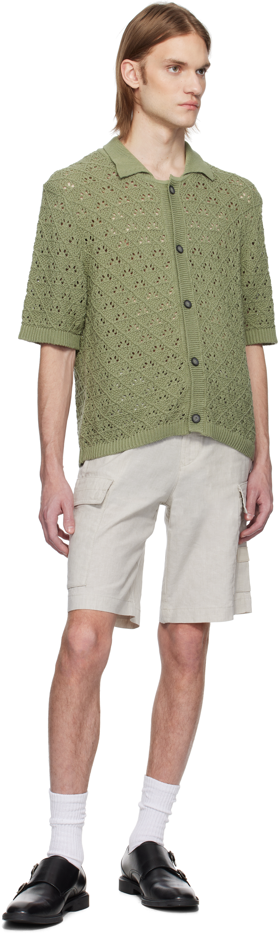Hugo Boss Green Knitted Cotton Polo In 391-open Green