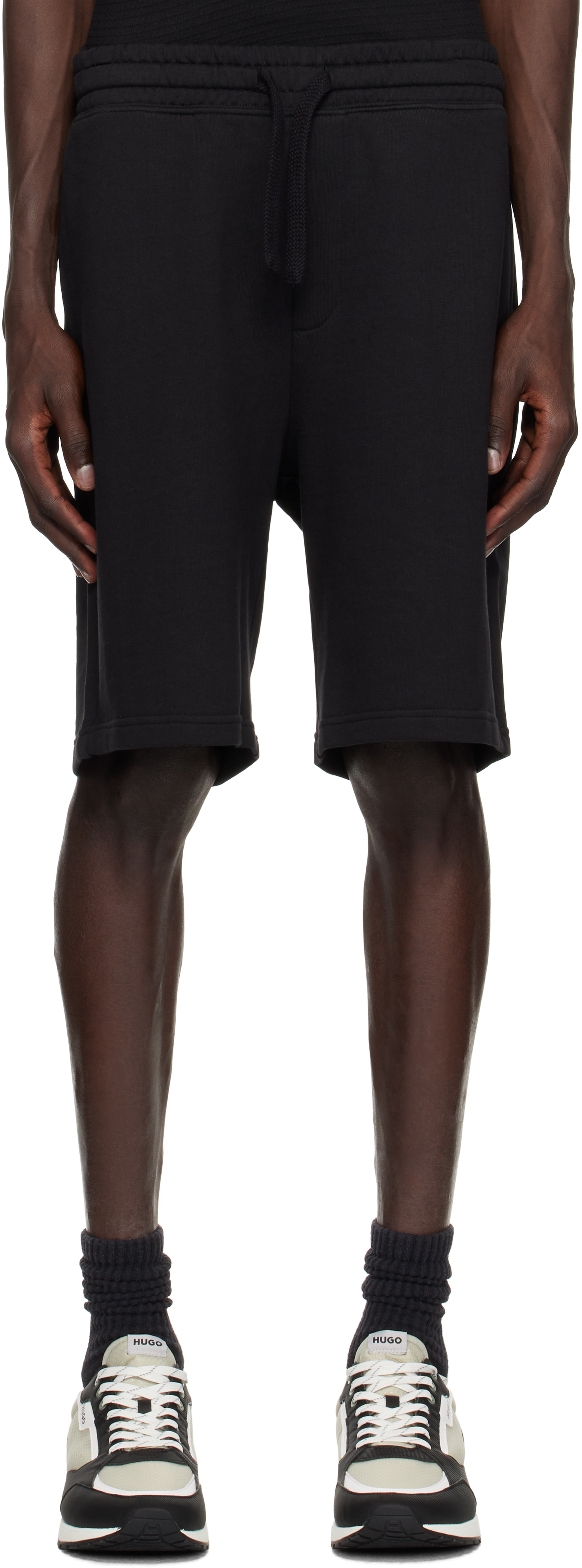 Black Cotton-Terry Shorts