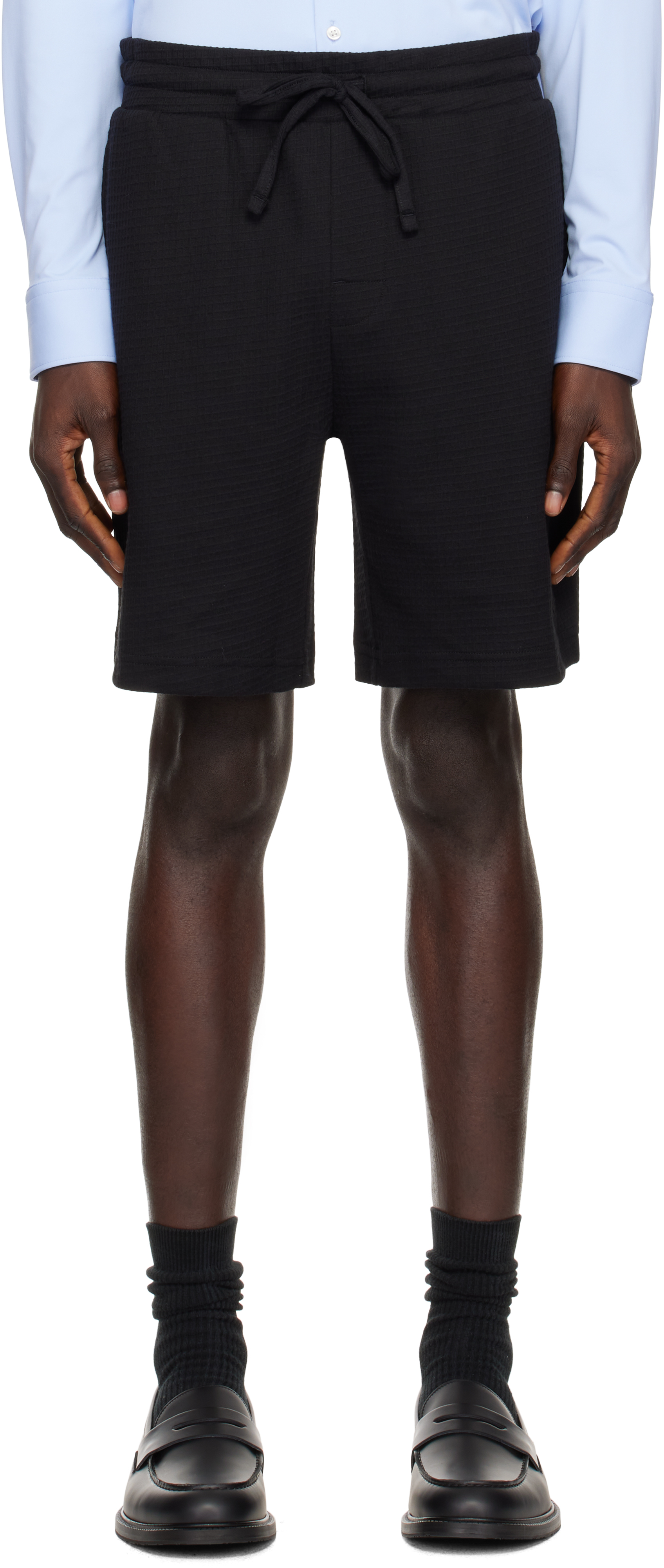 Black Cotton-Blend Shorts