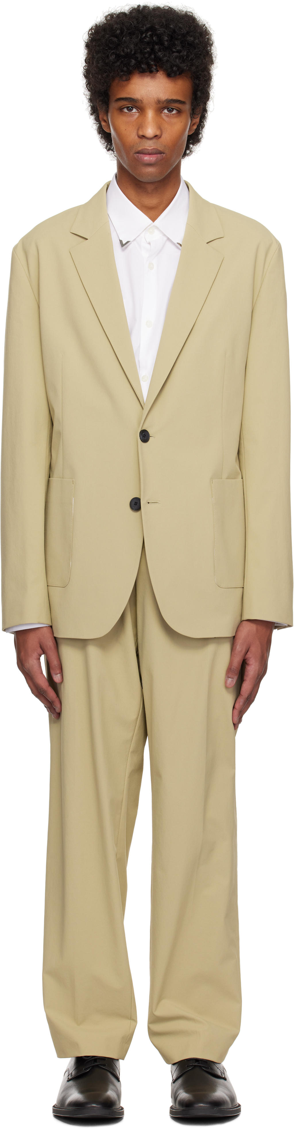 Beige Slim-Fit Suit