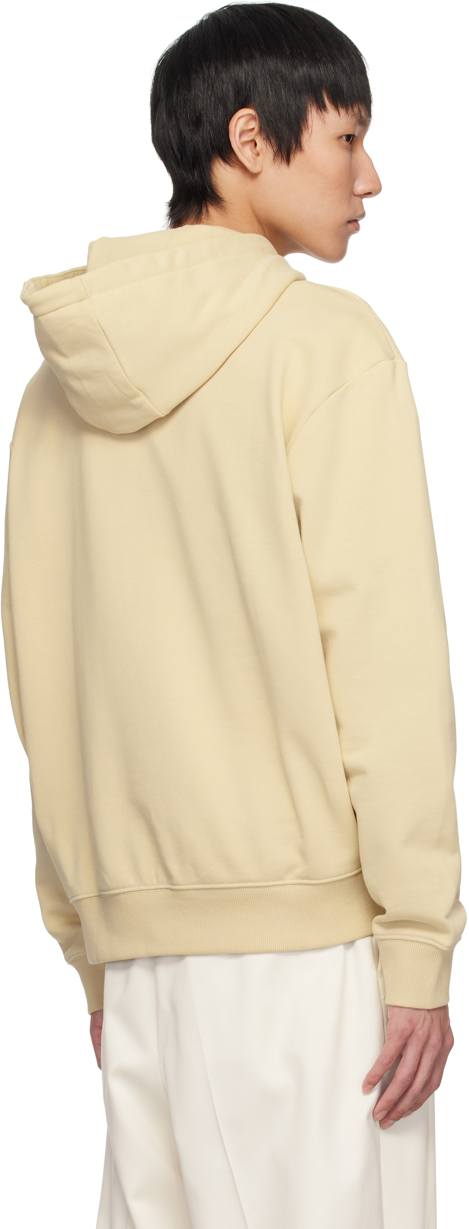 Hugo Boss Beige Logo Print Cotton-terry Hoodie In 285-open Beige