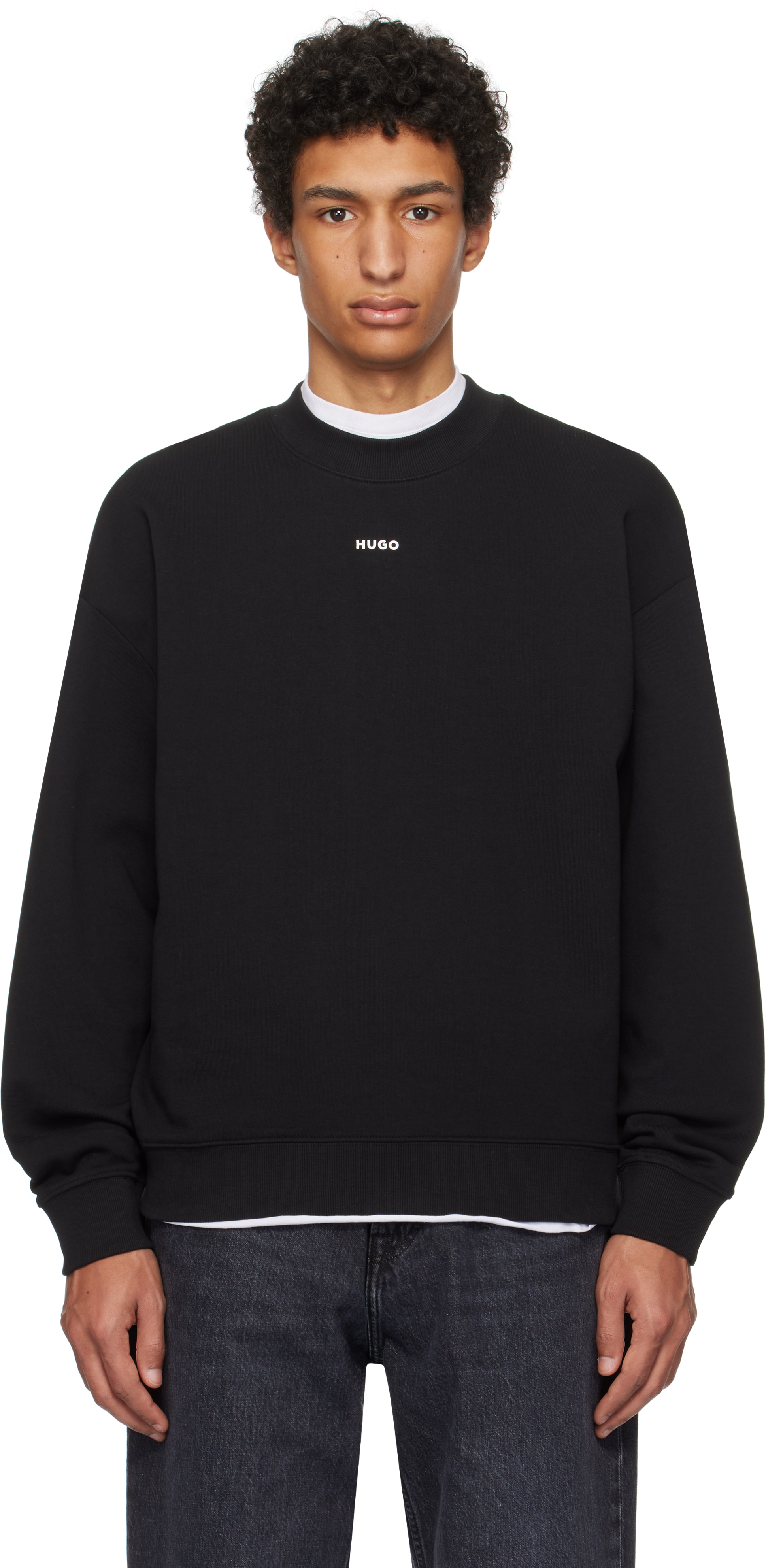 Black Cotton-Terry Logo Sweatshirt