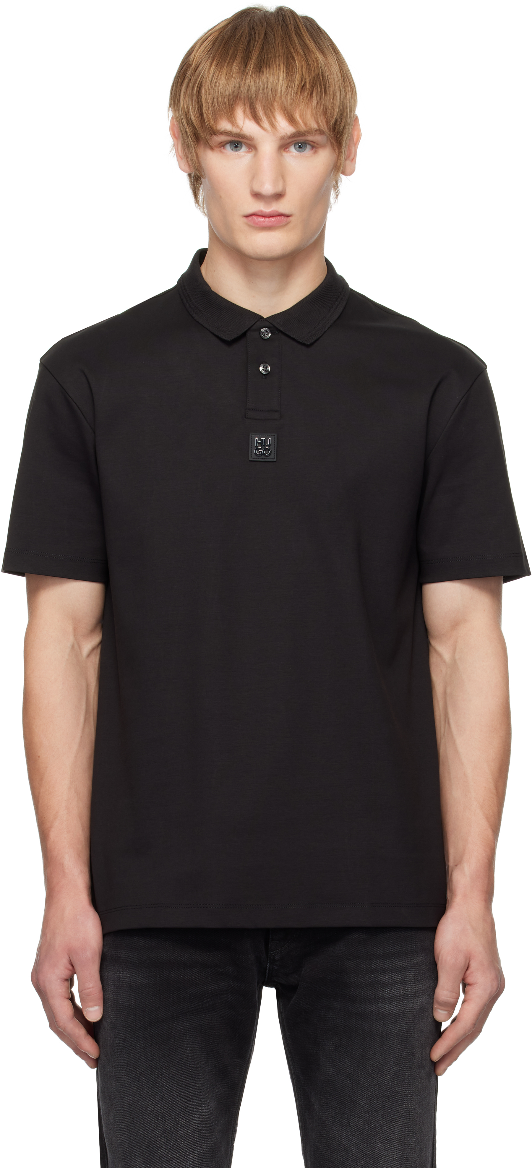 Gray Interlock-Cotton Polo