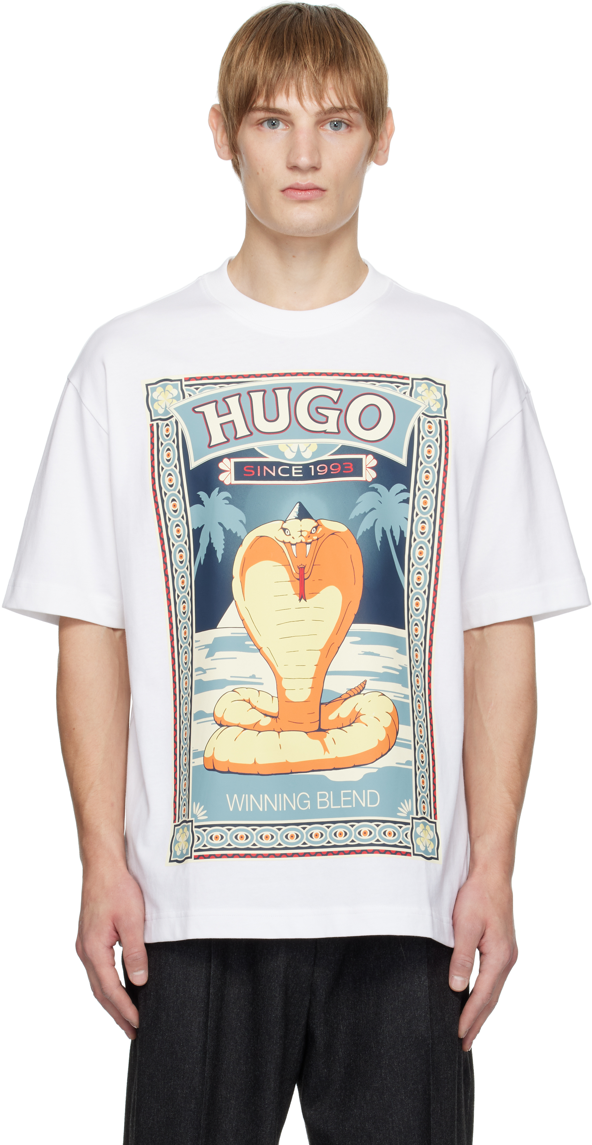 【関税込み】Hugo ホワイト Cobra Tシャツ Hugo: White Cobra T-shirt | SSENSE