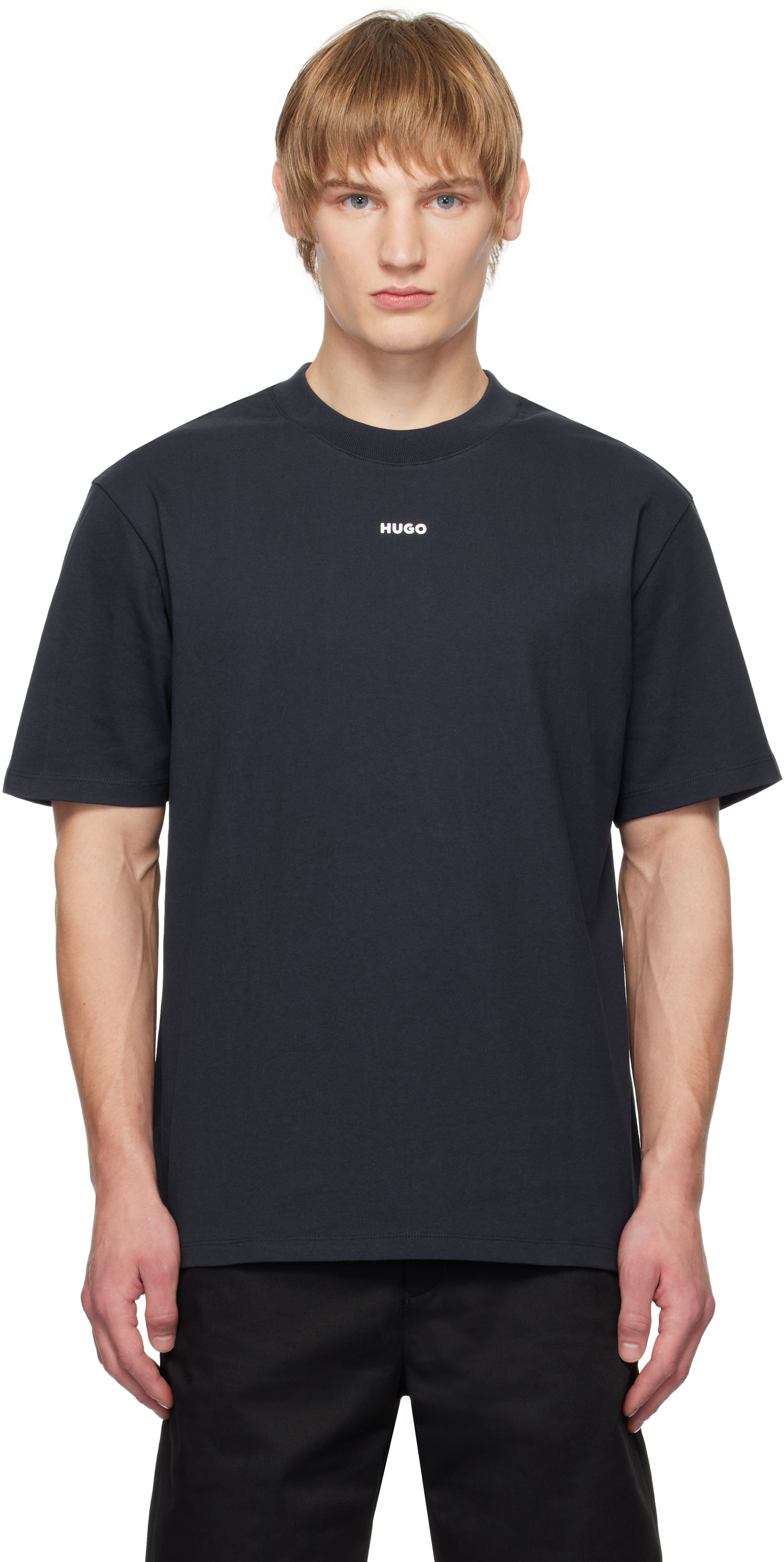 【関税込み】Hugo ブラック オーバーサイズフィット Tシャツ HUGO - コットンジャージー Tシャツ ハートアートワーク - ブラック