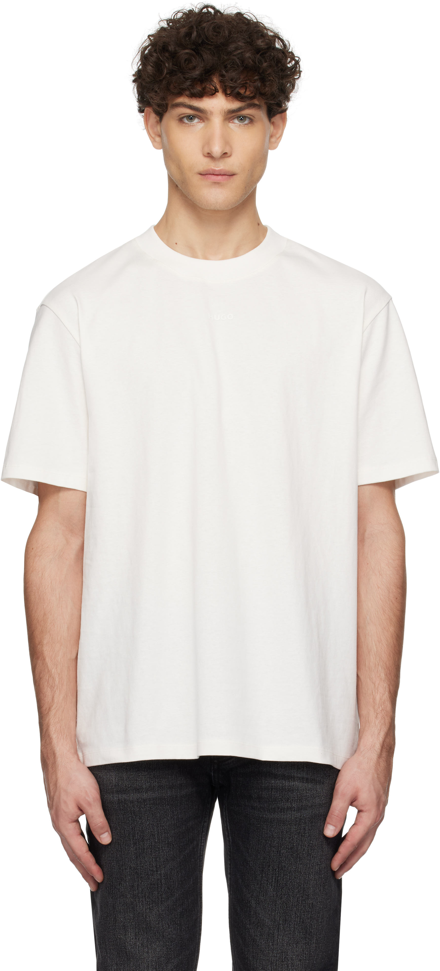 【関税込み】Hugo オフホワイト リラックスフィット Tシャツ Hugo: オフホワイト リラックスフィット Tシャツ | SSENSE 日本