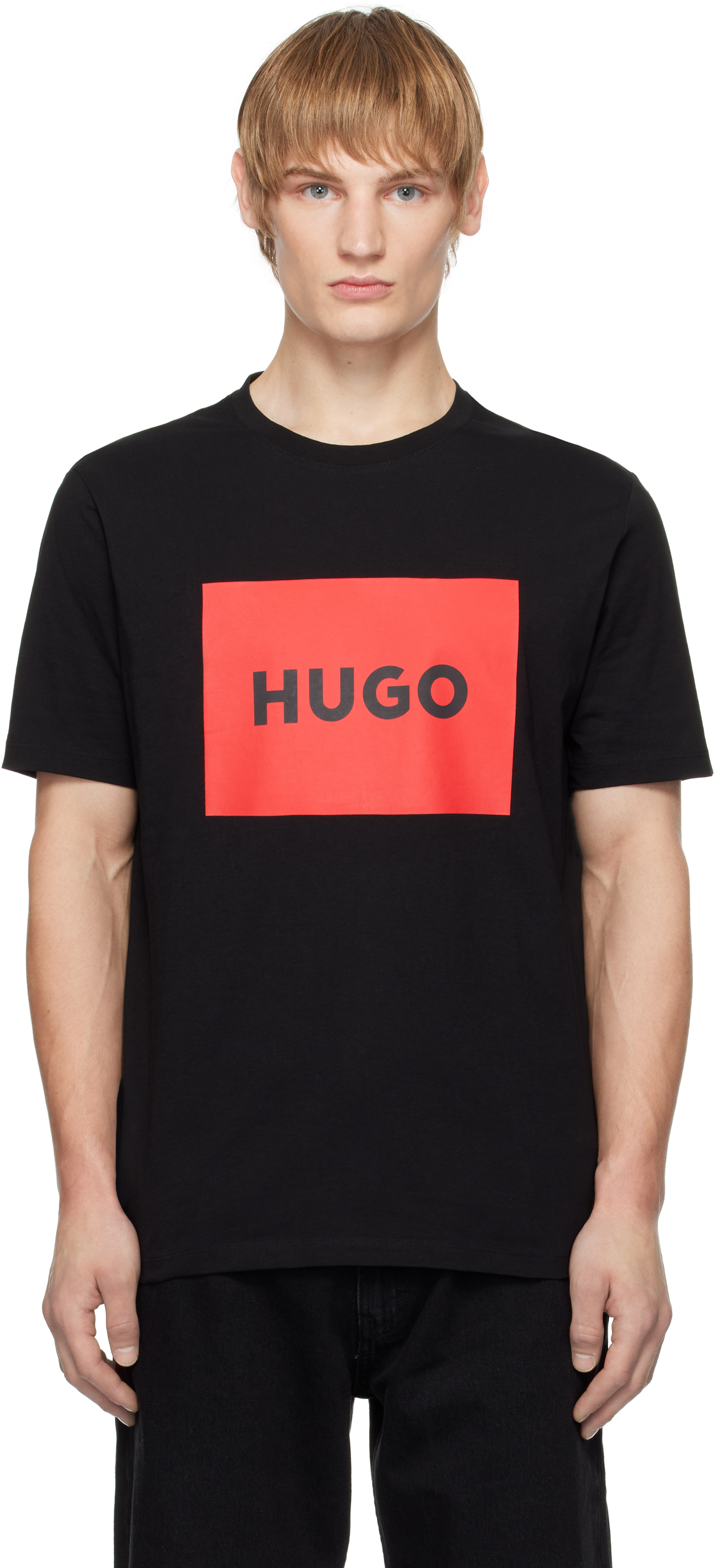 Hugo Black Cotton Jersey Regular-fit T-shirt In 001 Black