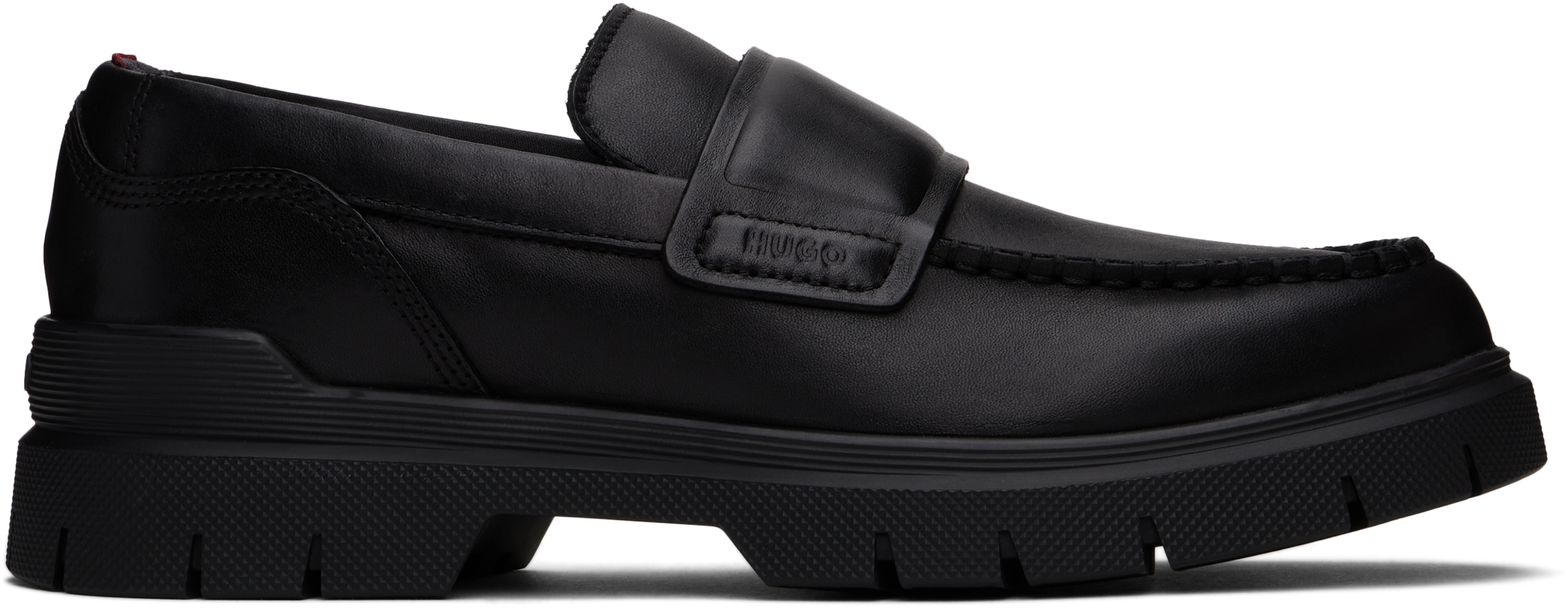 Black Double Stitching Loafers