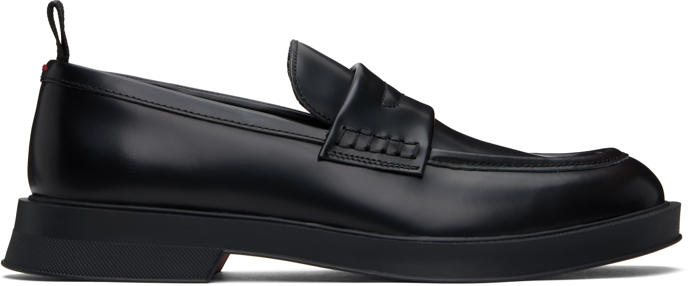 Black Brush-Off Leather Loafers