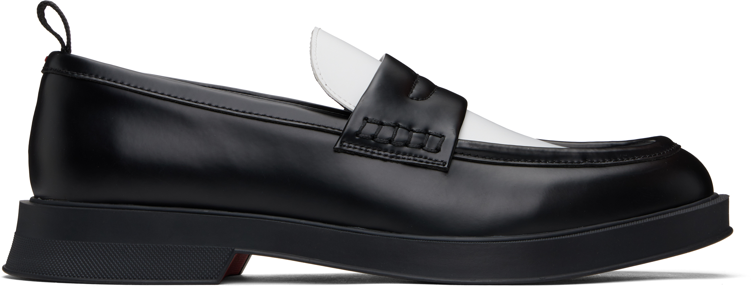 Black & White Faux-Leather Penny Loafers