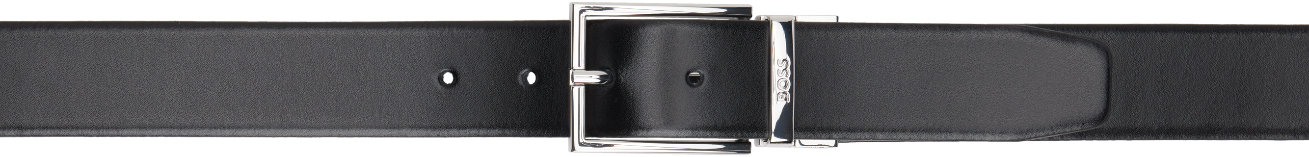 Black Italian Leather Reversible Belt