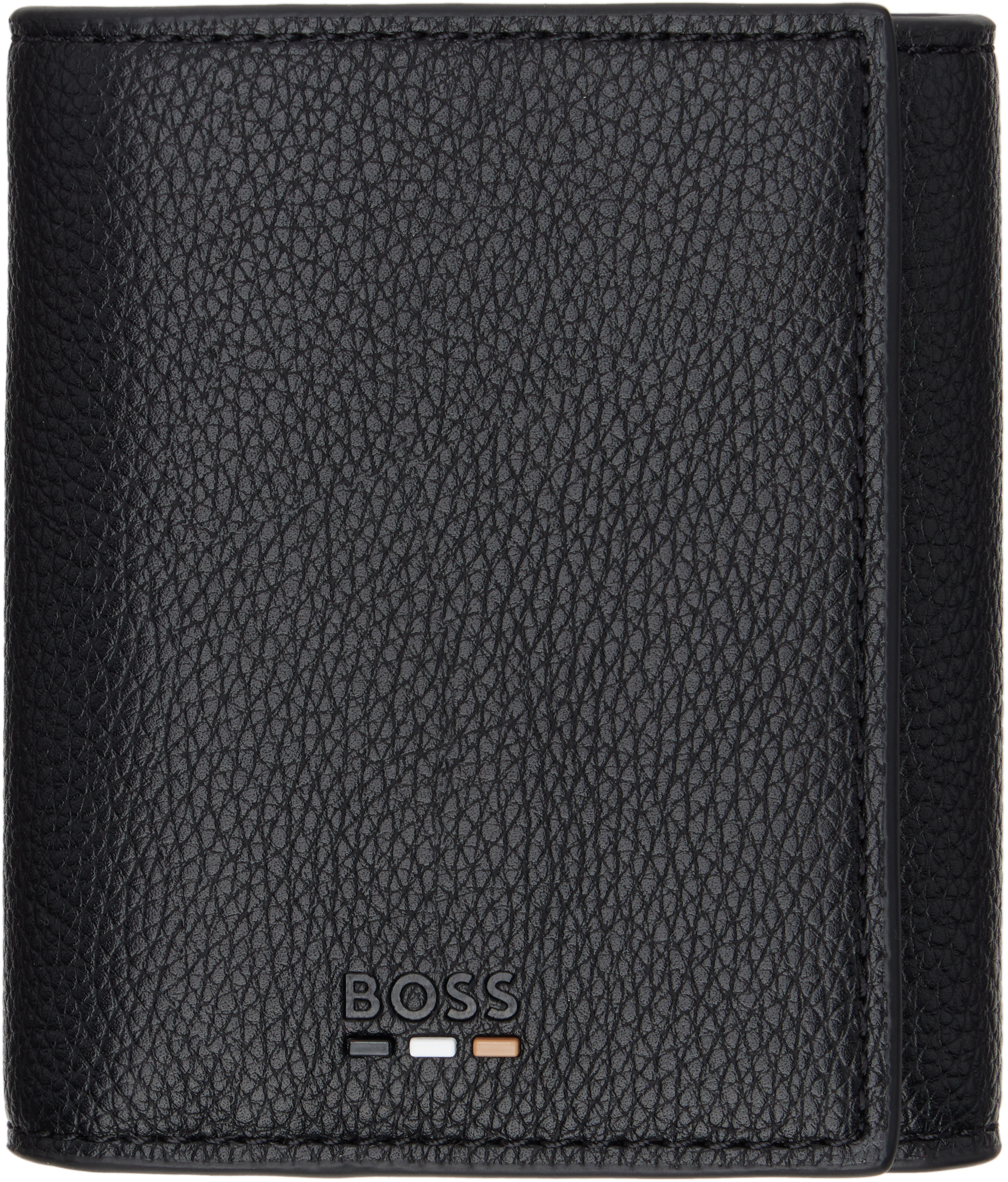 Black Grained Faux-Leather Wallet