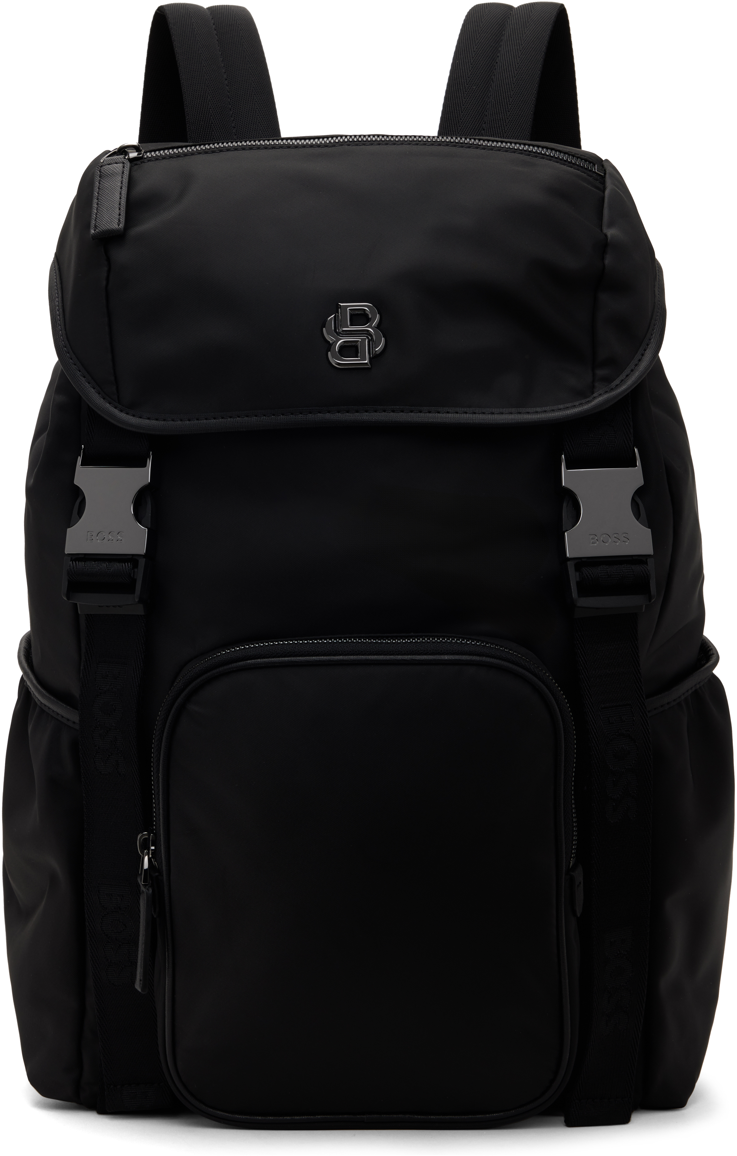 Hugo Boss Black Leather Backpack In 001-black