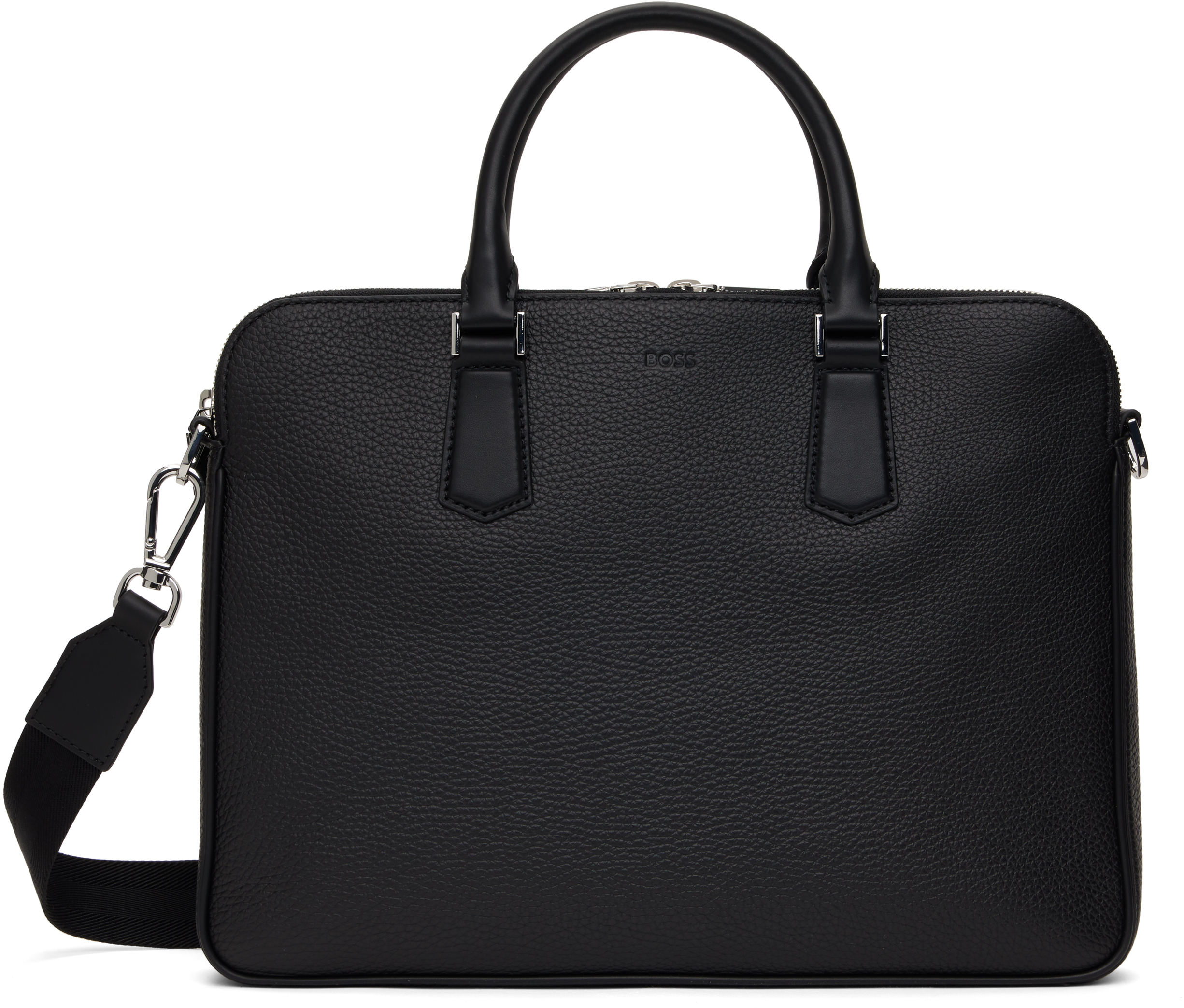 Black Leather Logo Briefcase