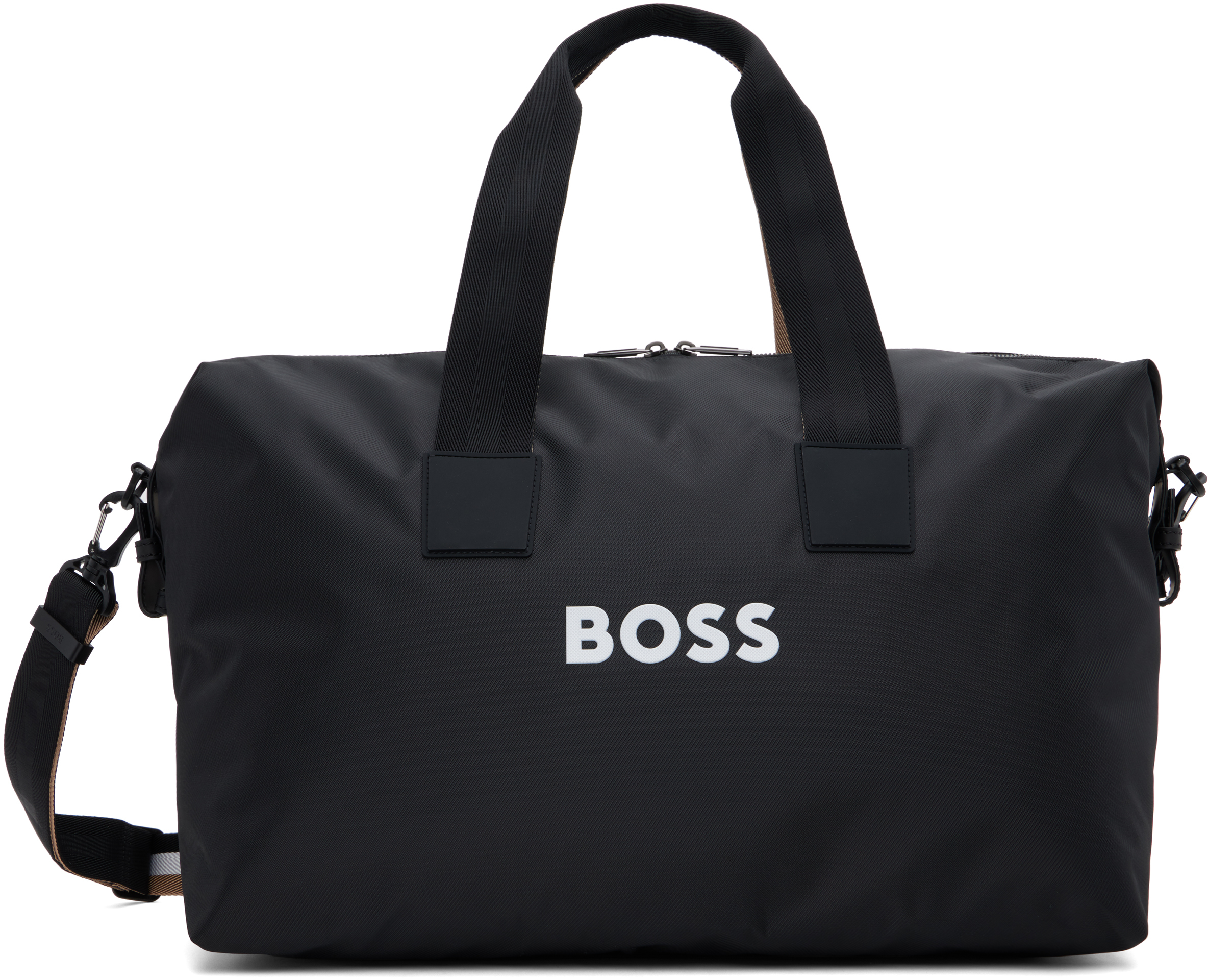 BOSS ボス★ブラック Holdall コントラスト ロゴ ダッフルバッグ BOSSのブラック Holdall コントラスト ロゴ ダッフルバッグが