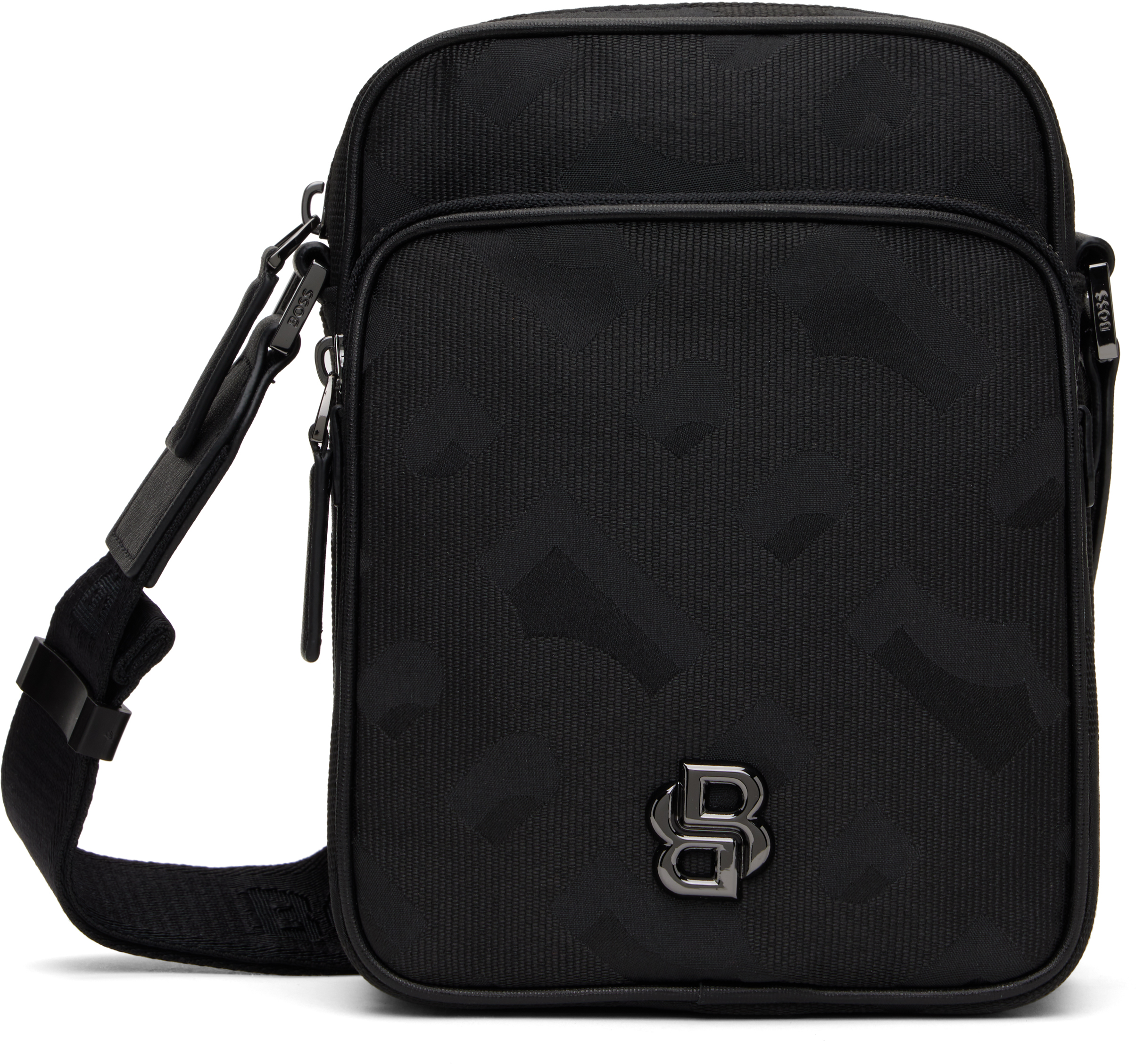 BOSS ボス★ブラック ジャカード モノグラム レポーターバッグ HUGO BOSS (ヒューゴボス) ロゴディテール モノグラムジャカード
