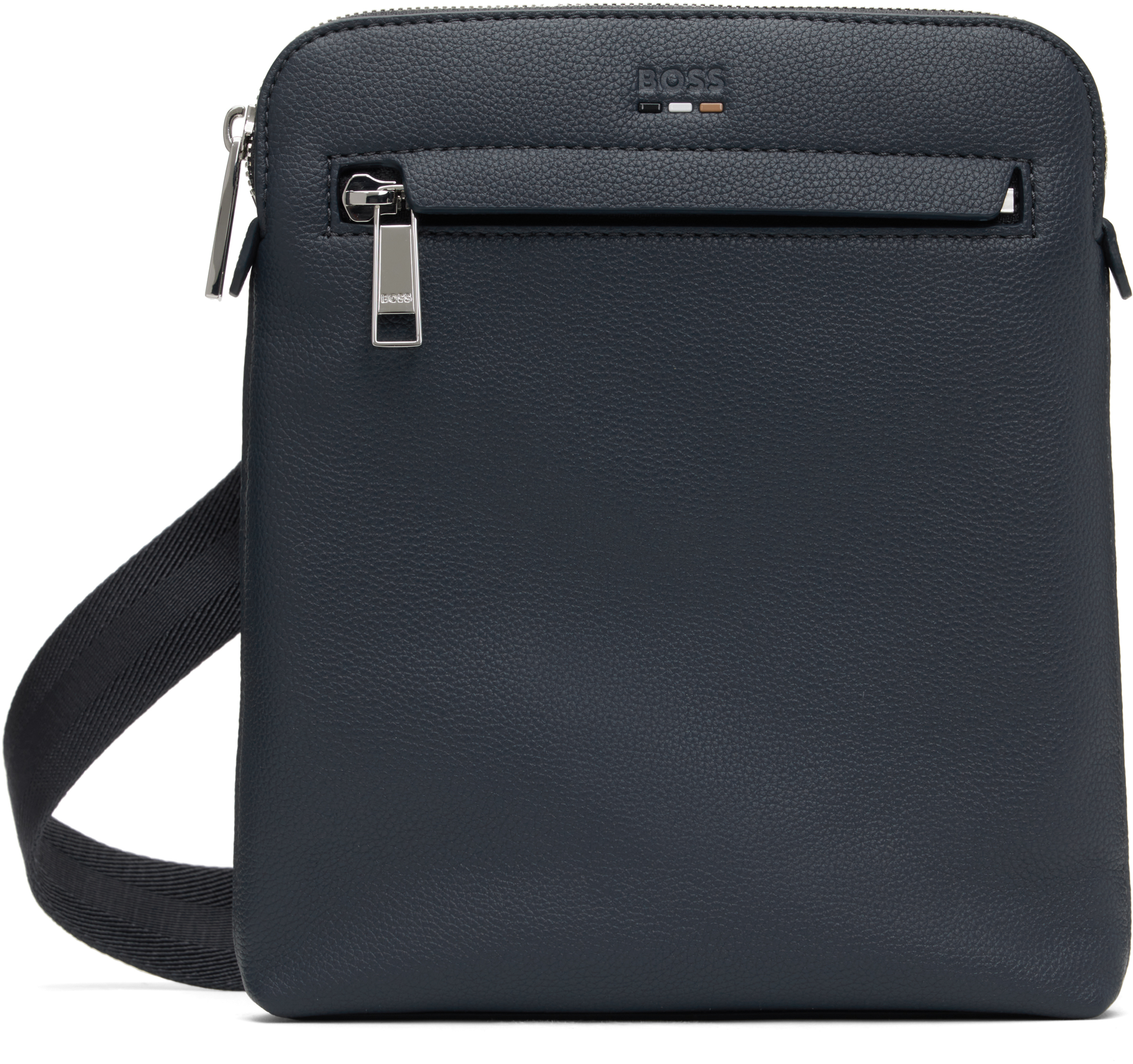 【関税込み】BOSS ネイビー フェイクレザー ジッパー バッグ BOSSのネイビー フェイクレザー ジッパー バッグがセール中