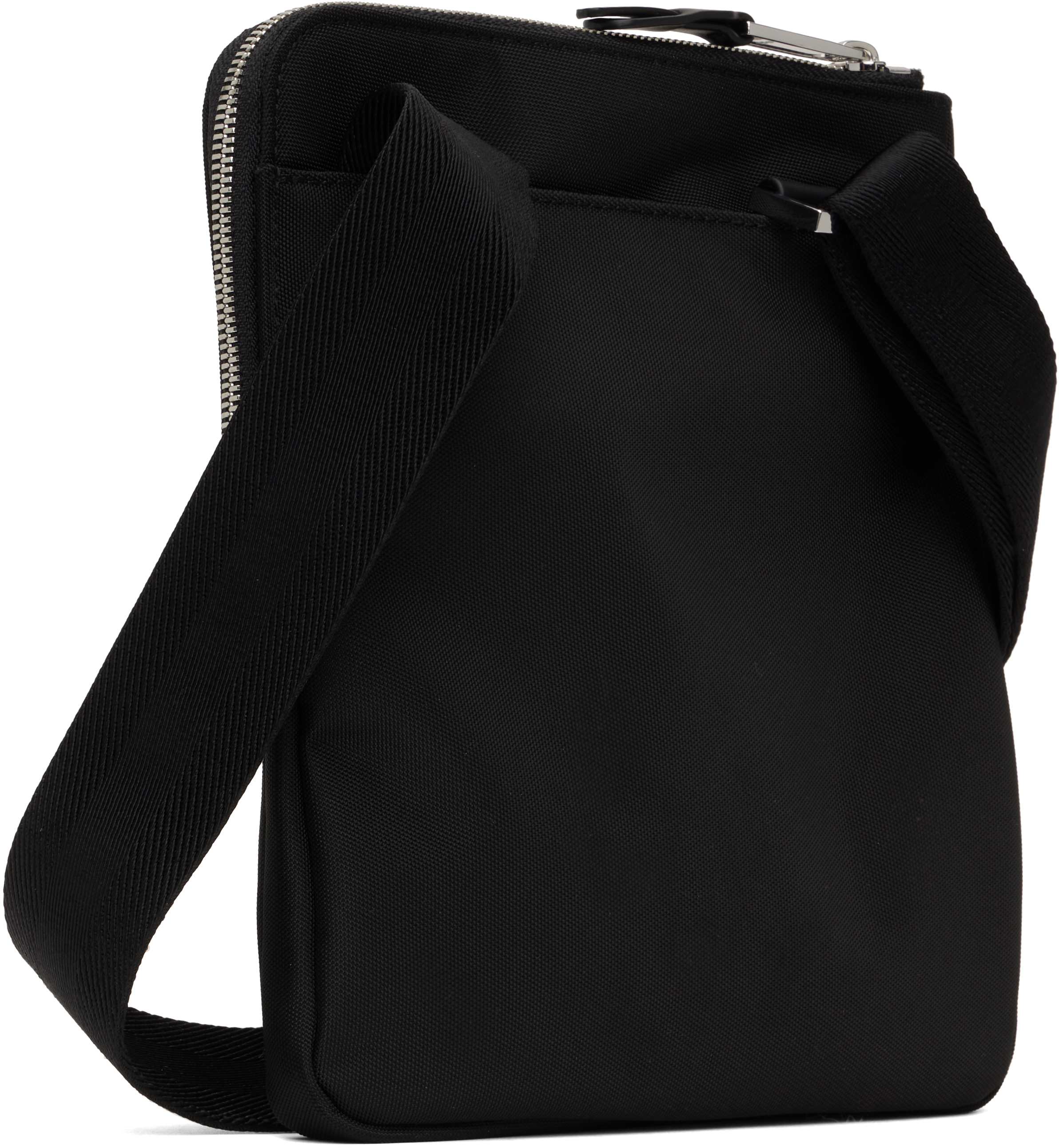 Hugo Boss Black Canvas Messenger Bag In 001-black