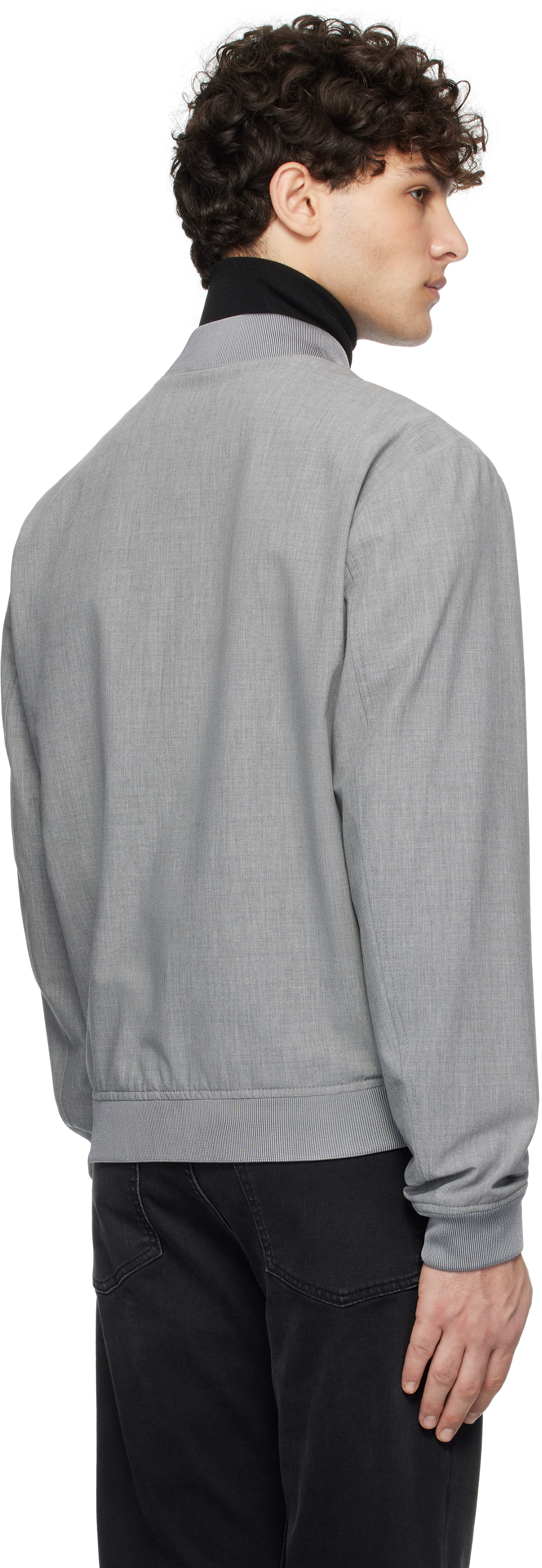 Hugo Boss Gray Slim-fit Bomber Jacket In 030-medium Grey