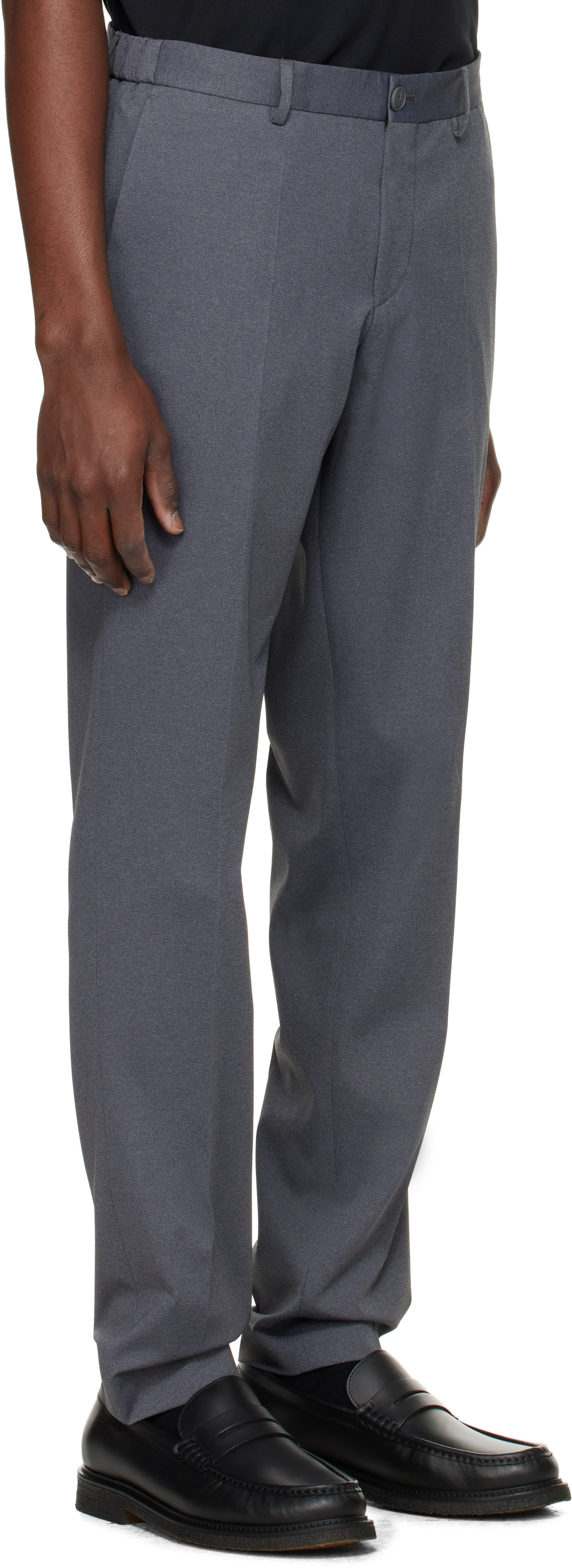 HUGO BOSS GRAY SLIM-FIT TROUSERS