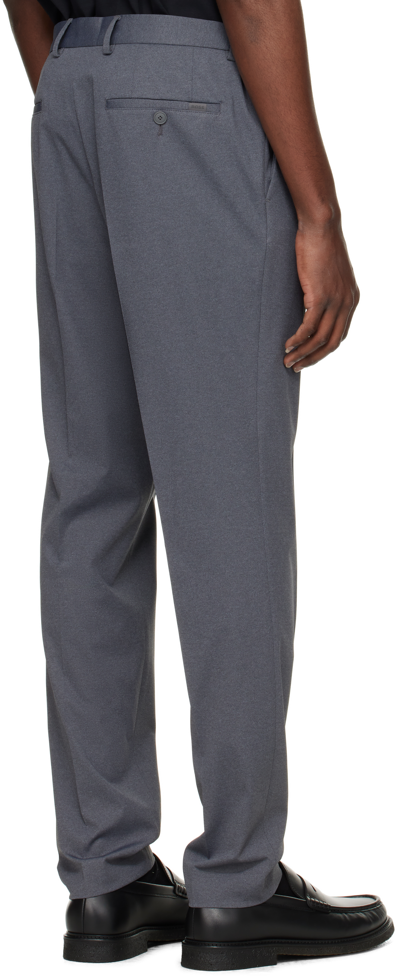 HUGO BOSS GRAY SLIM-FIT TROUSERS