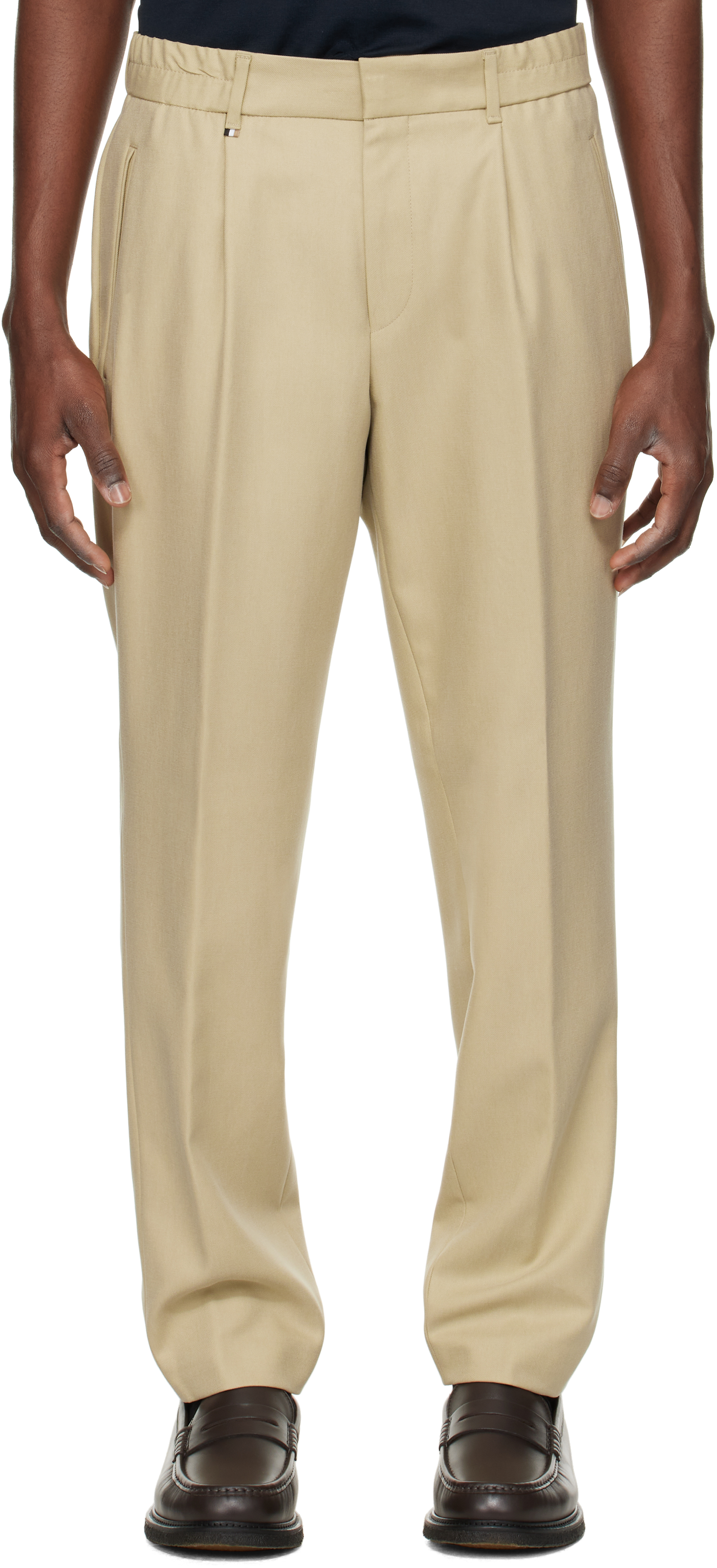 Beige Pleated Trousers