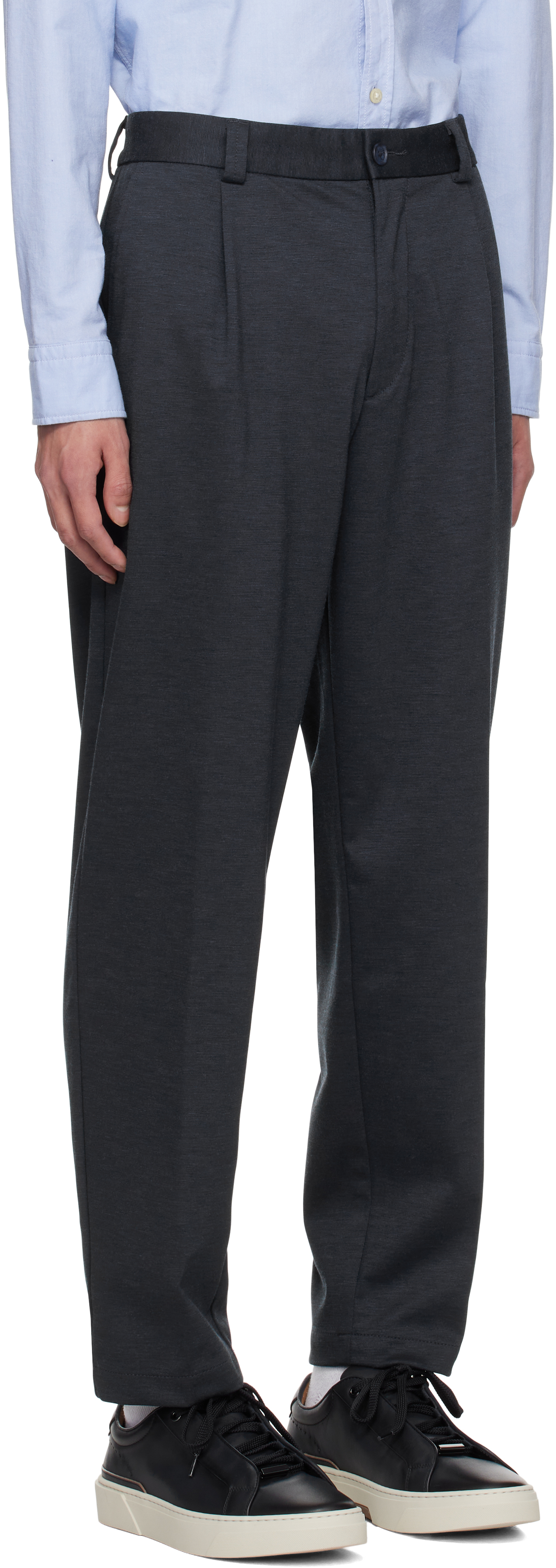 Hugo Boss Navy Tapered Trousers In 404-dark Blue