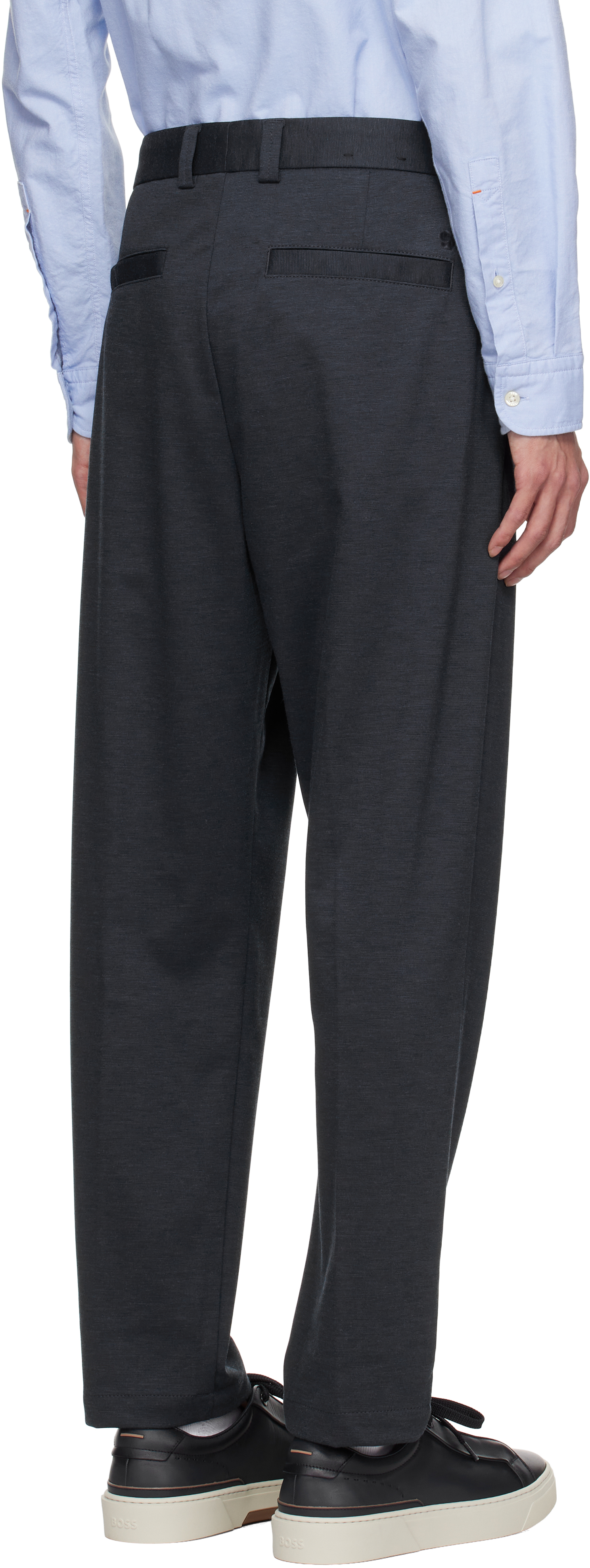 Hugo Boss Navy Tapered Trousers In 404-dark Blue
