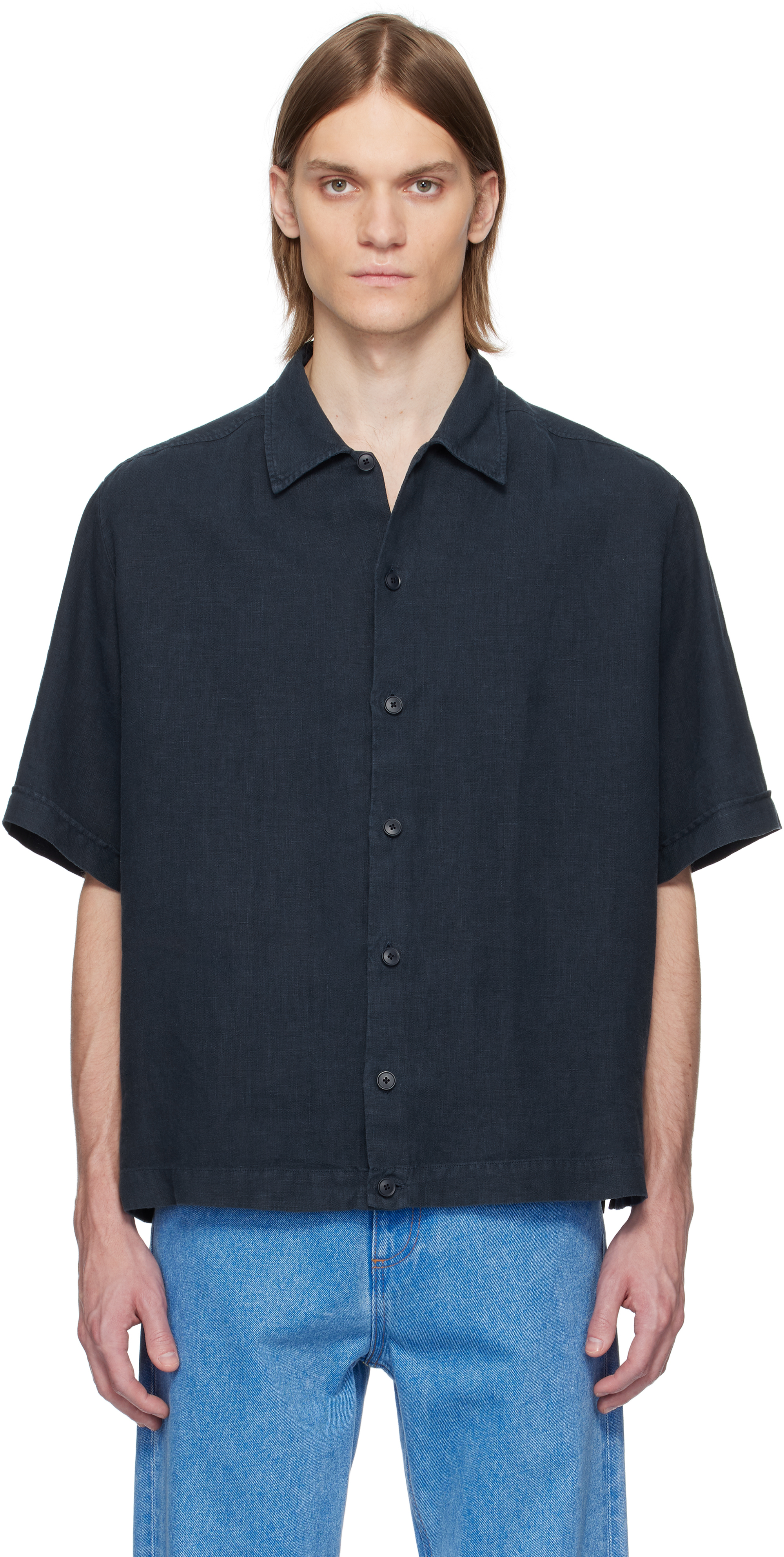 Navy Linen Shirt