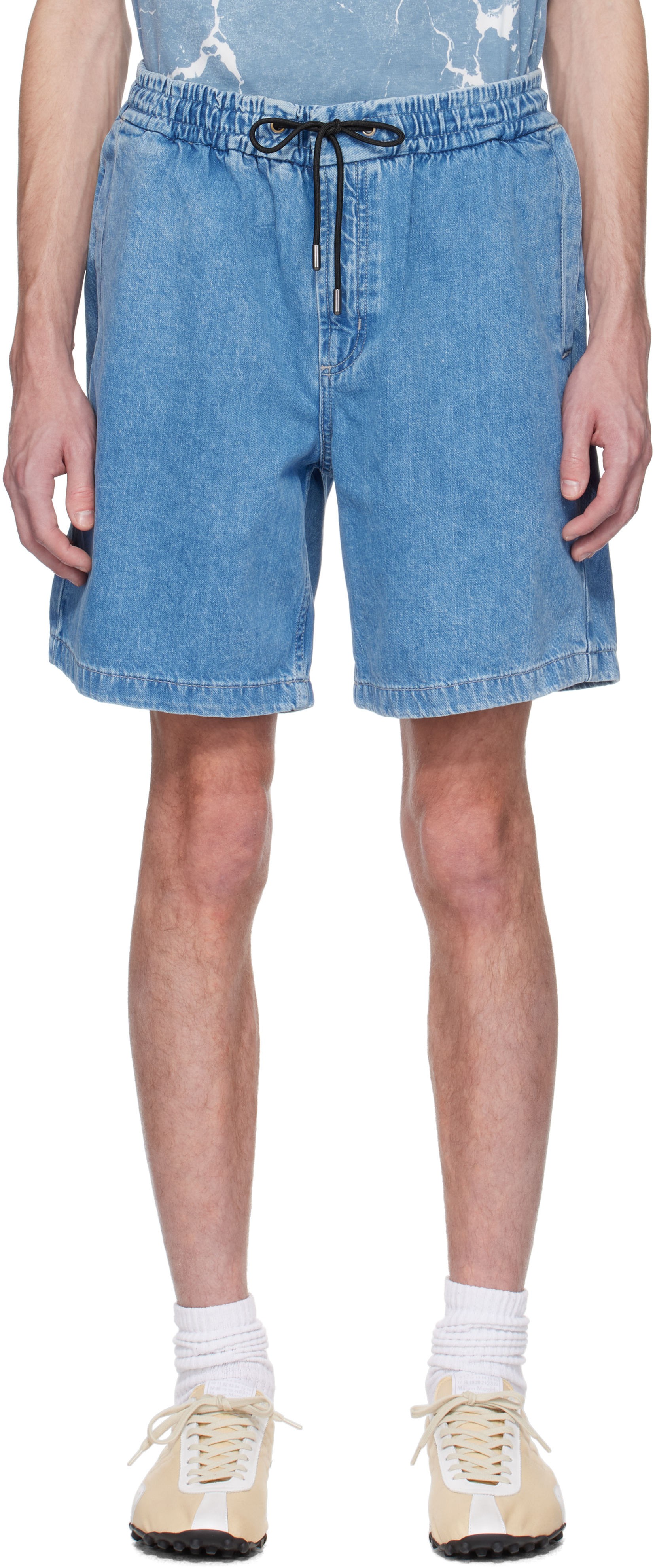 Blue Faded Denim Shorts