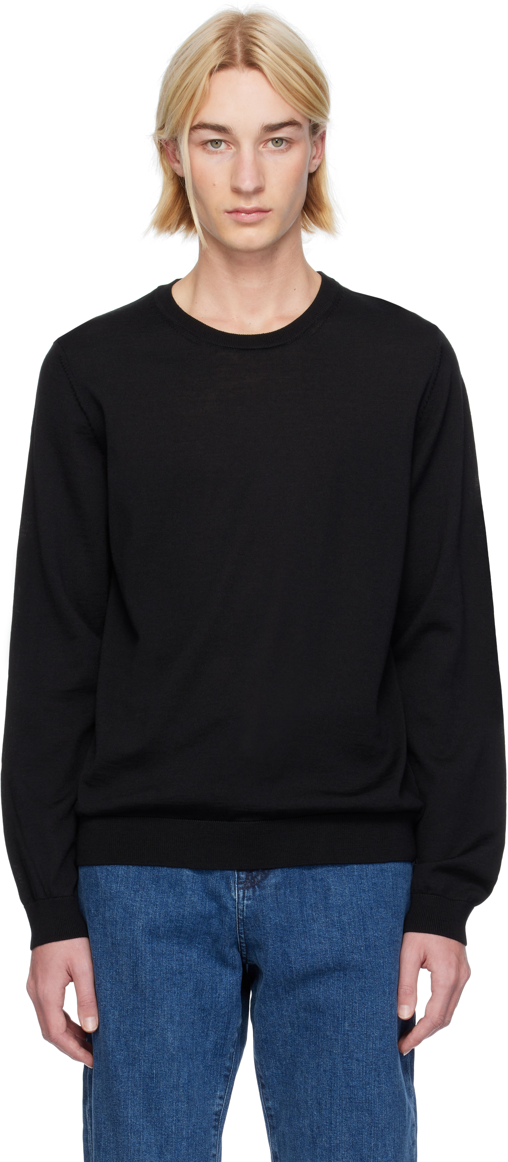 Shop Hugo Boss Black Slim-fit Sweater In 001-black