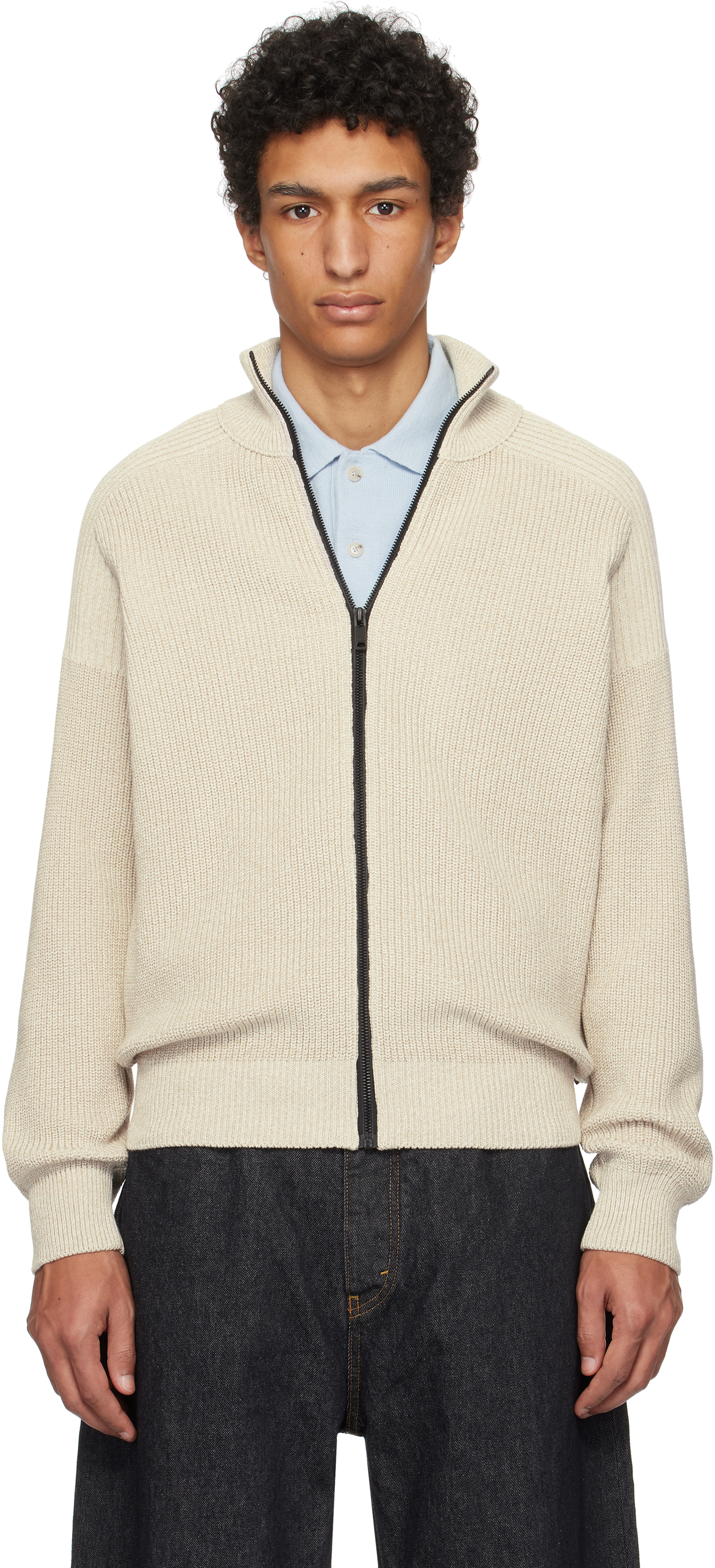 【関税込み】BOSS ベージュ Kalandrio ジップセーター BOSSのベージュ Kalandrio ジップセーターがセール中