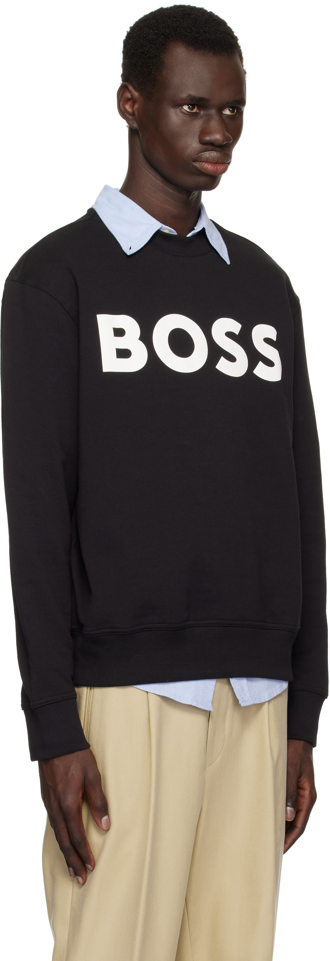 Hugo Boss Relaxed-fit Cotton-terry Sweatshirt With Rubber-print Logo In 001-black
