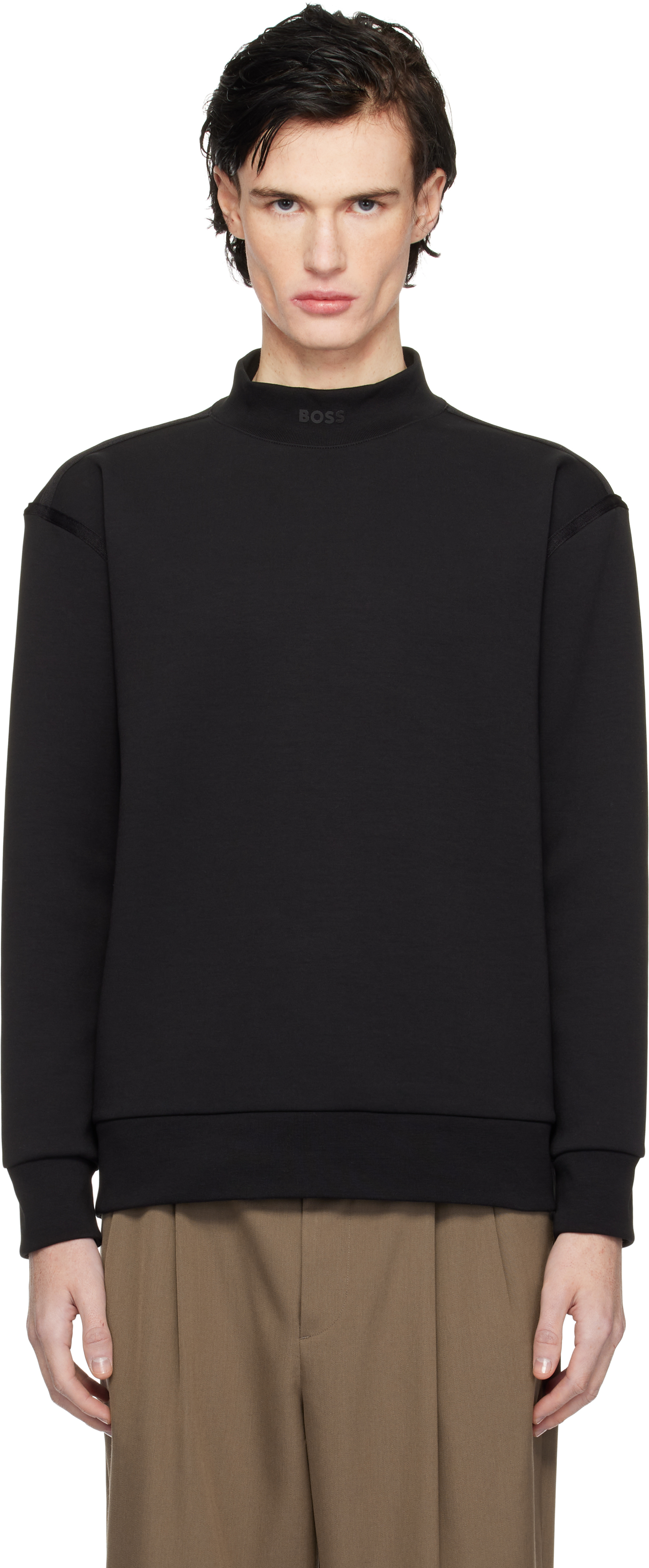 Black Mock Neck Sweatshirt