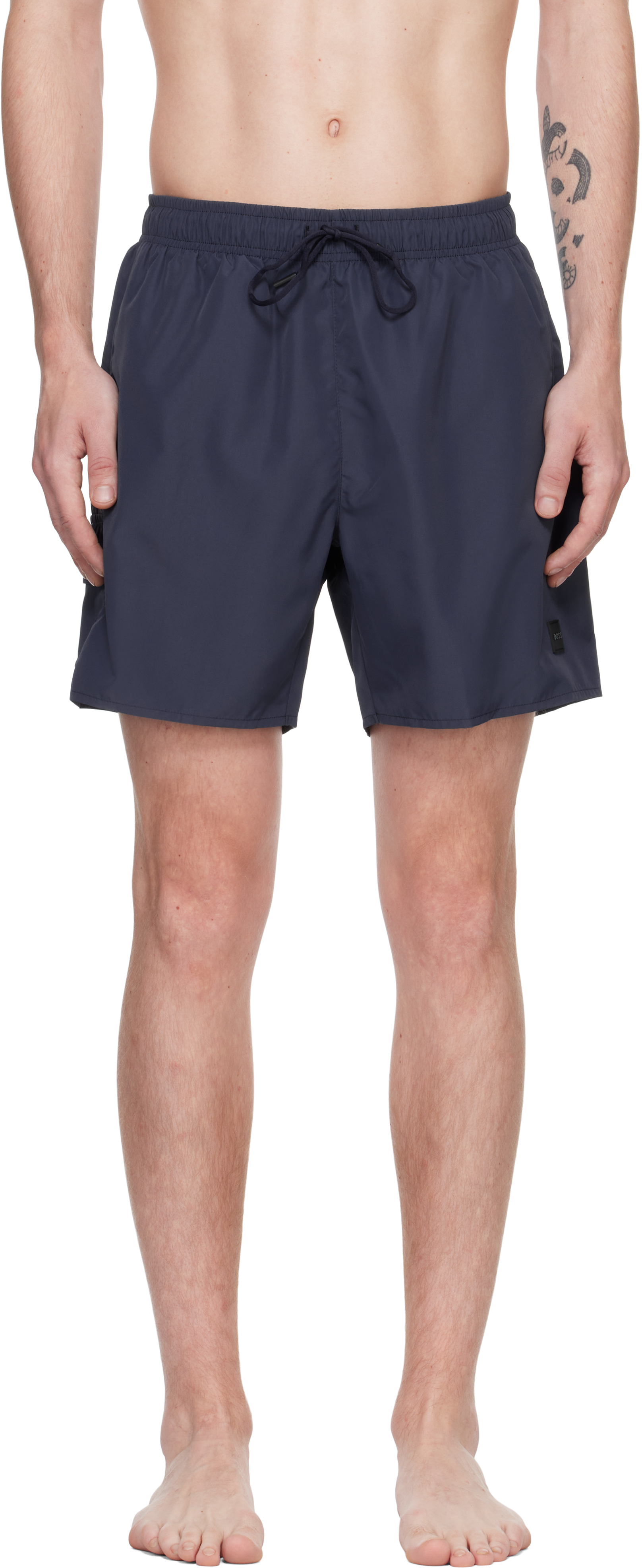 Navy Flap Pocket Swim Shorts