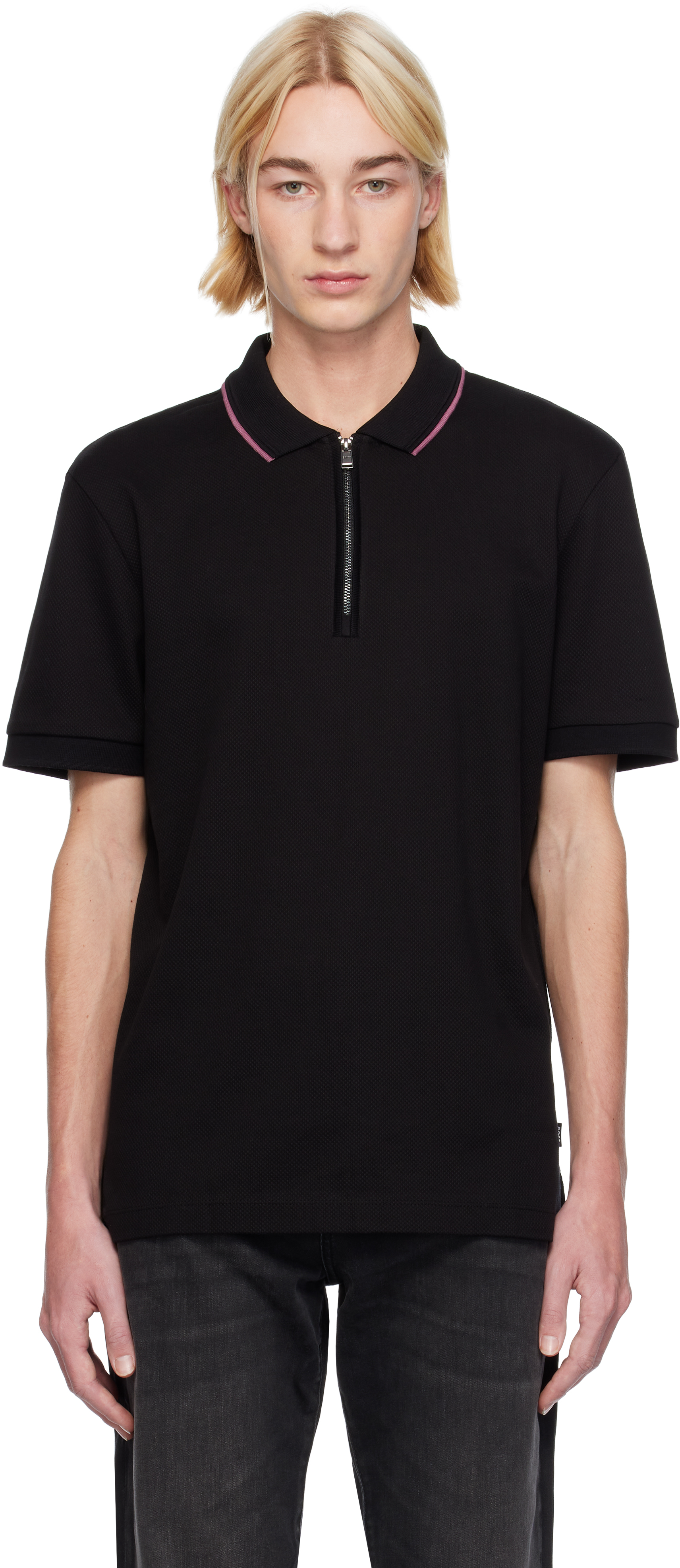 Black Zip Placket Polo