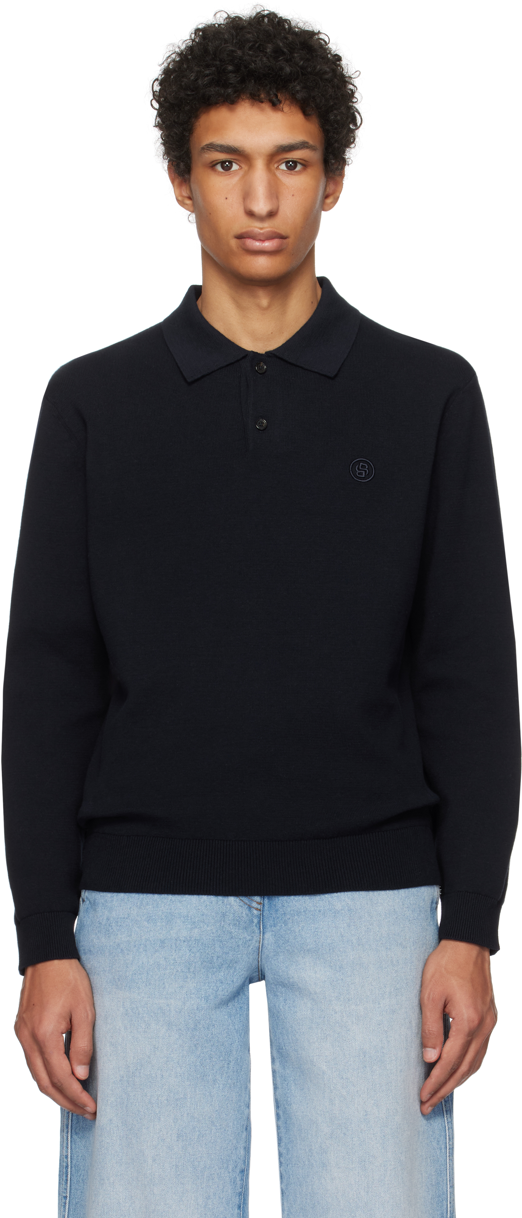 Navy Cotton Knit Polo