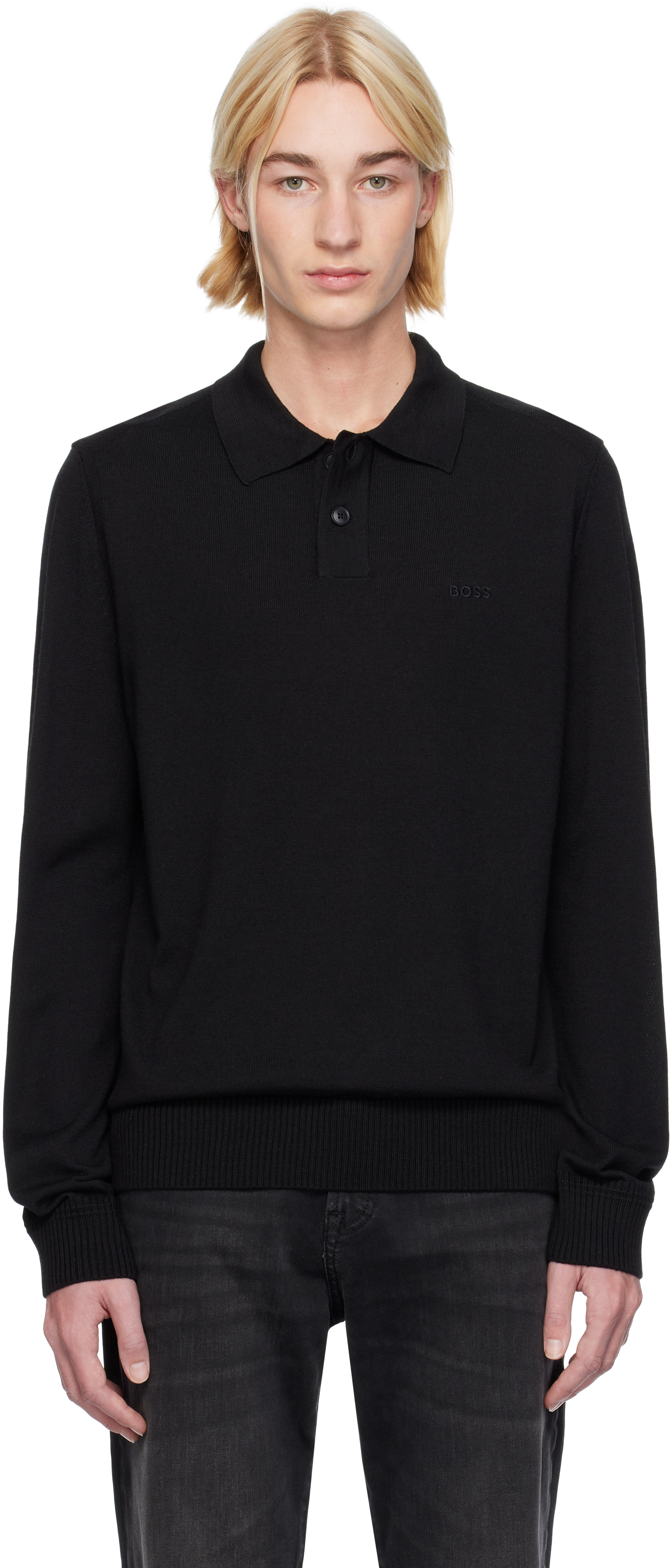 Black Two-Button Polo