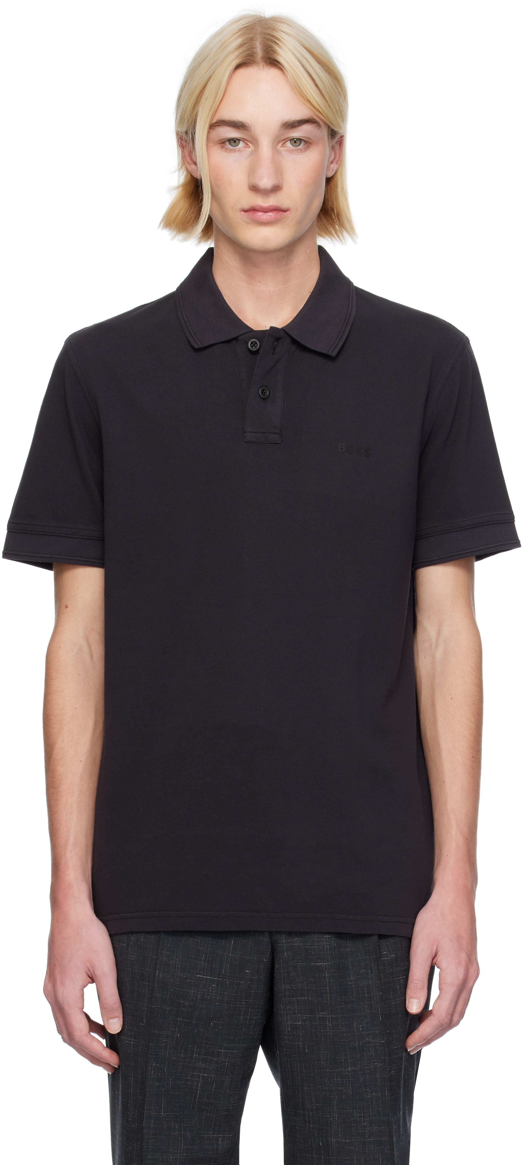 Hugo Boss Black Logo-bonded Polo In 001-black