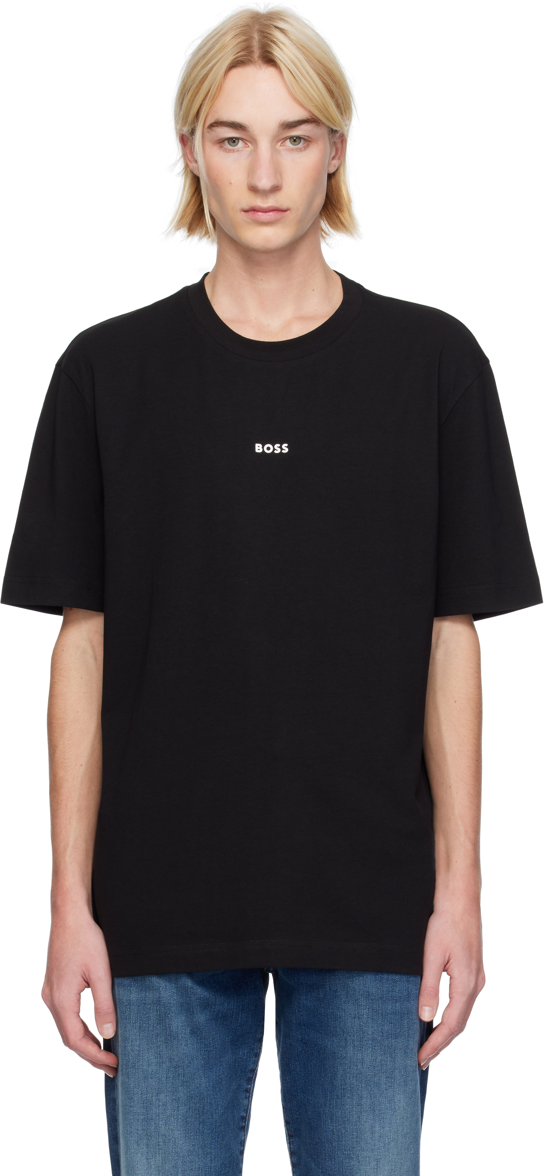 【関税込み】BOSS ブラック リラックスフィット Tシャツ BOSS: ブラック リラックスフィット Tシャツ | SSENSE 日本