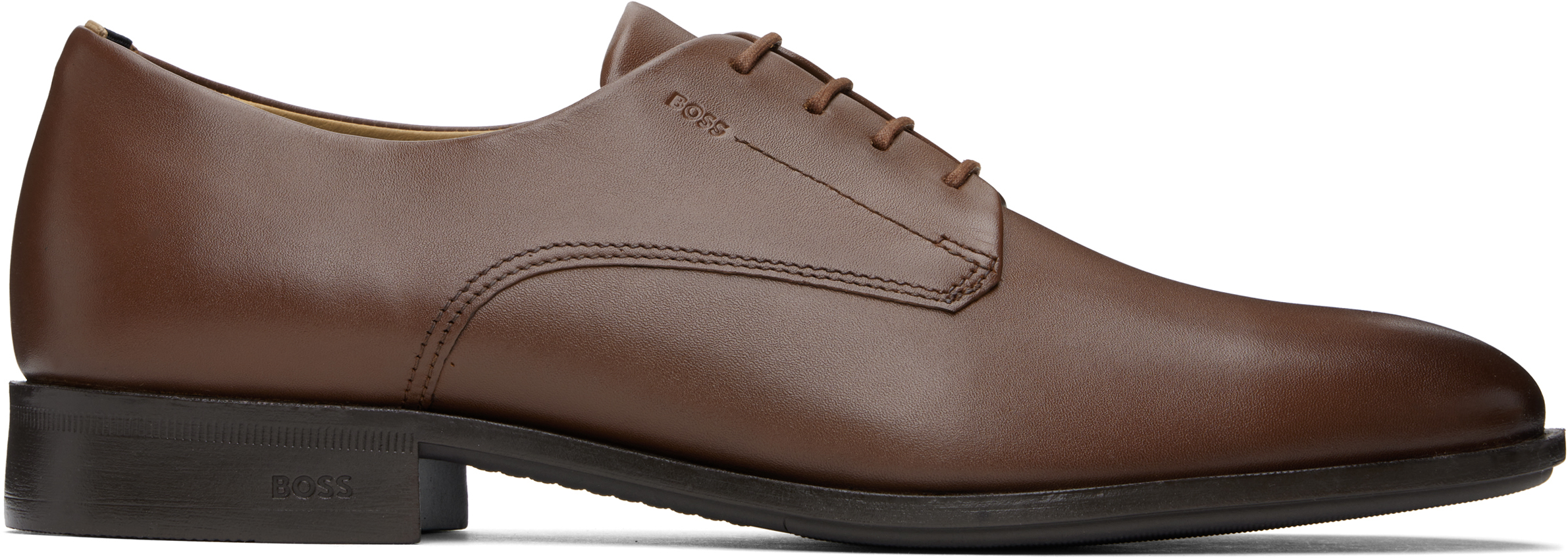 Black Leather Signature Trim Derbys