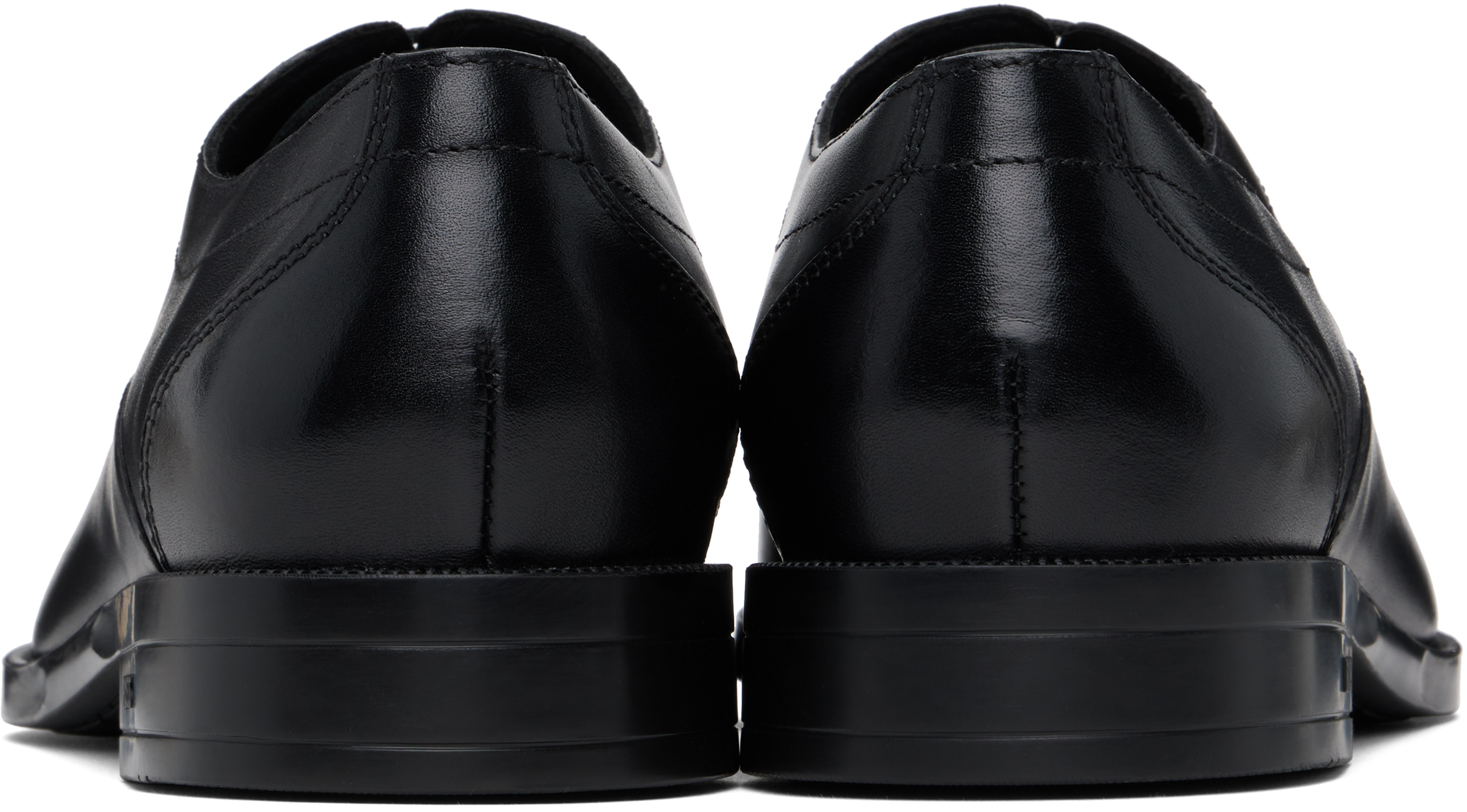 Hugo Boss Black Leather Oxfords In 001-black