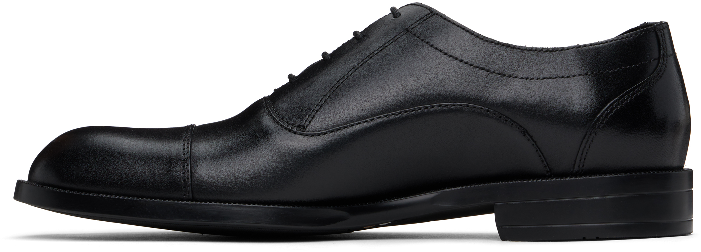 Hugo Boss Black Leather Oxfords In 001-black