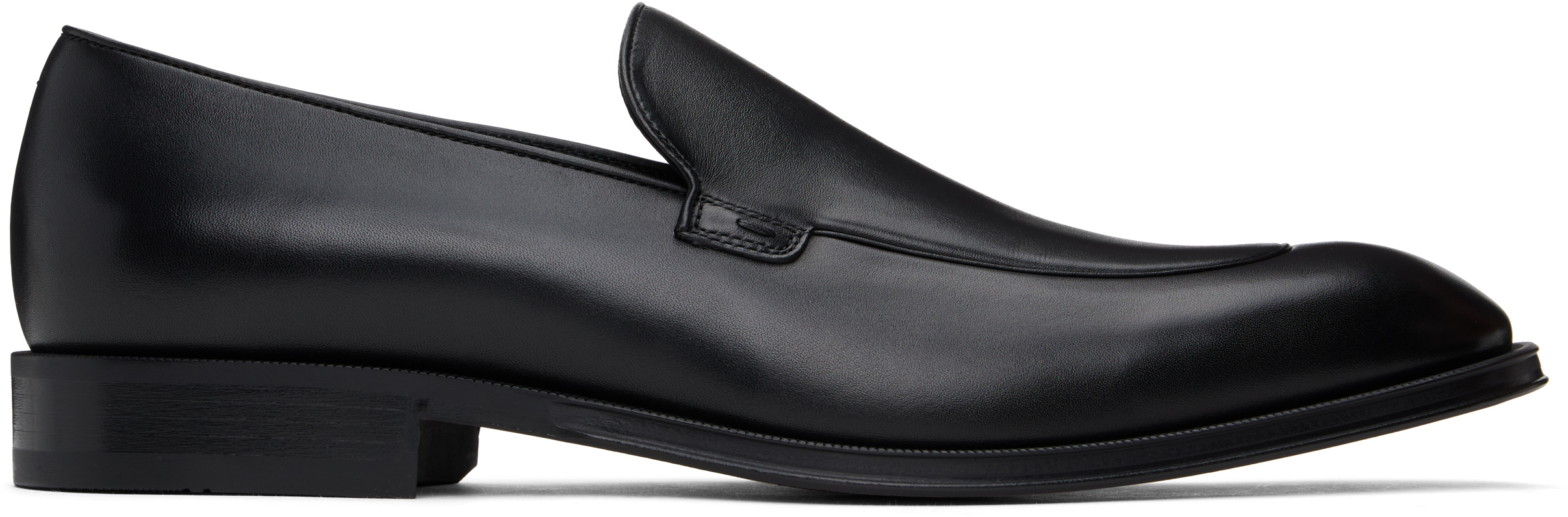 【関税込み】BOSS ブラック レザー エプロントゥ スリッポン BOSSのブラック レザー エプロントゥ スリッポンがセール中