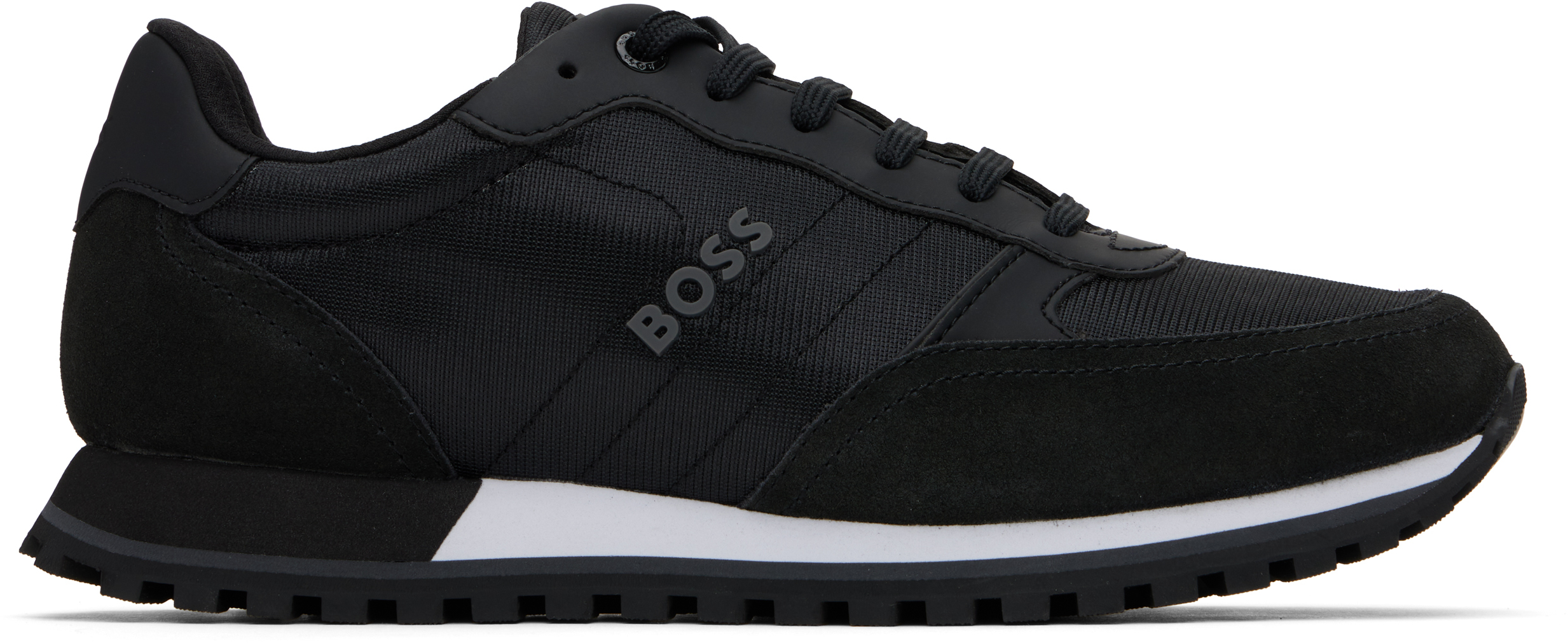 Hugo Boss Black Mixed-material Sneakers In 001-black