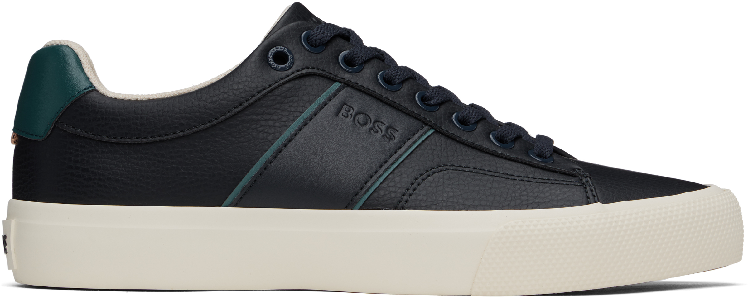 Hugo Boss Blue Faux-leather Trainers In 464-open Blue