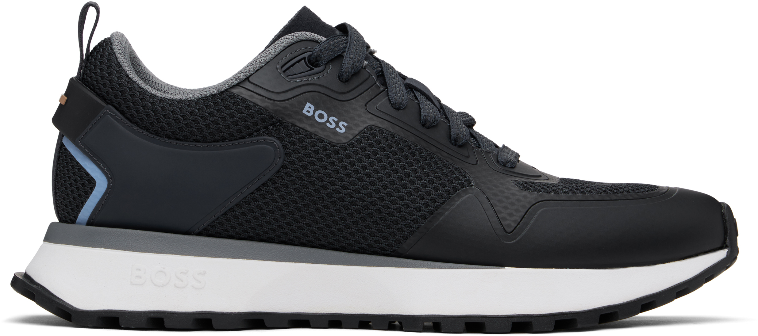 Navy Mixed-Material Sneakers